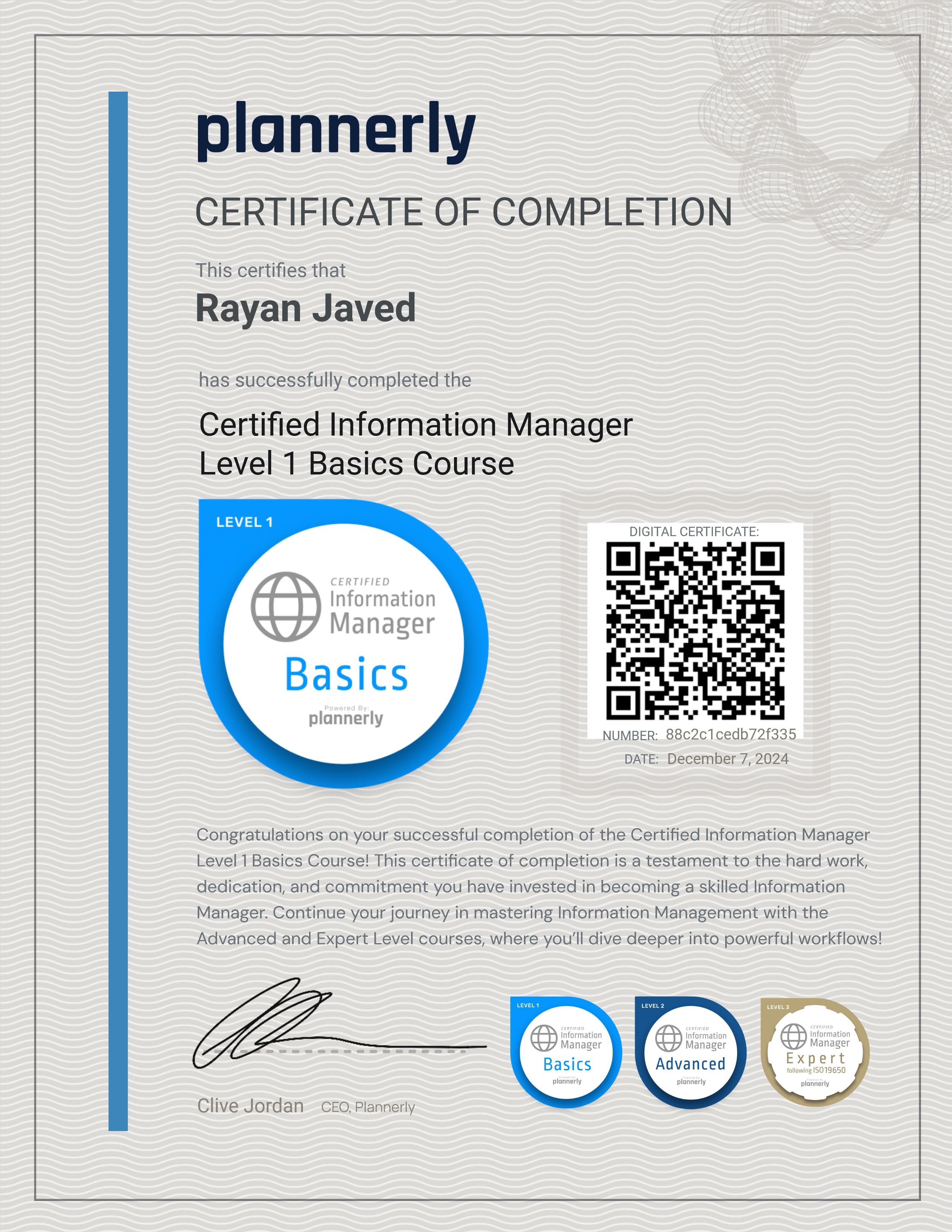 Level 1 Information Manager - Basics