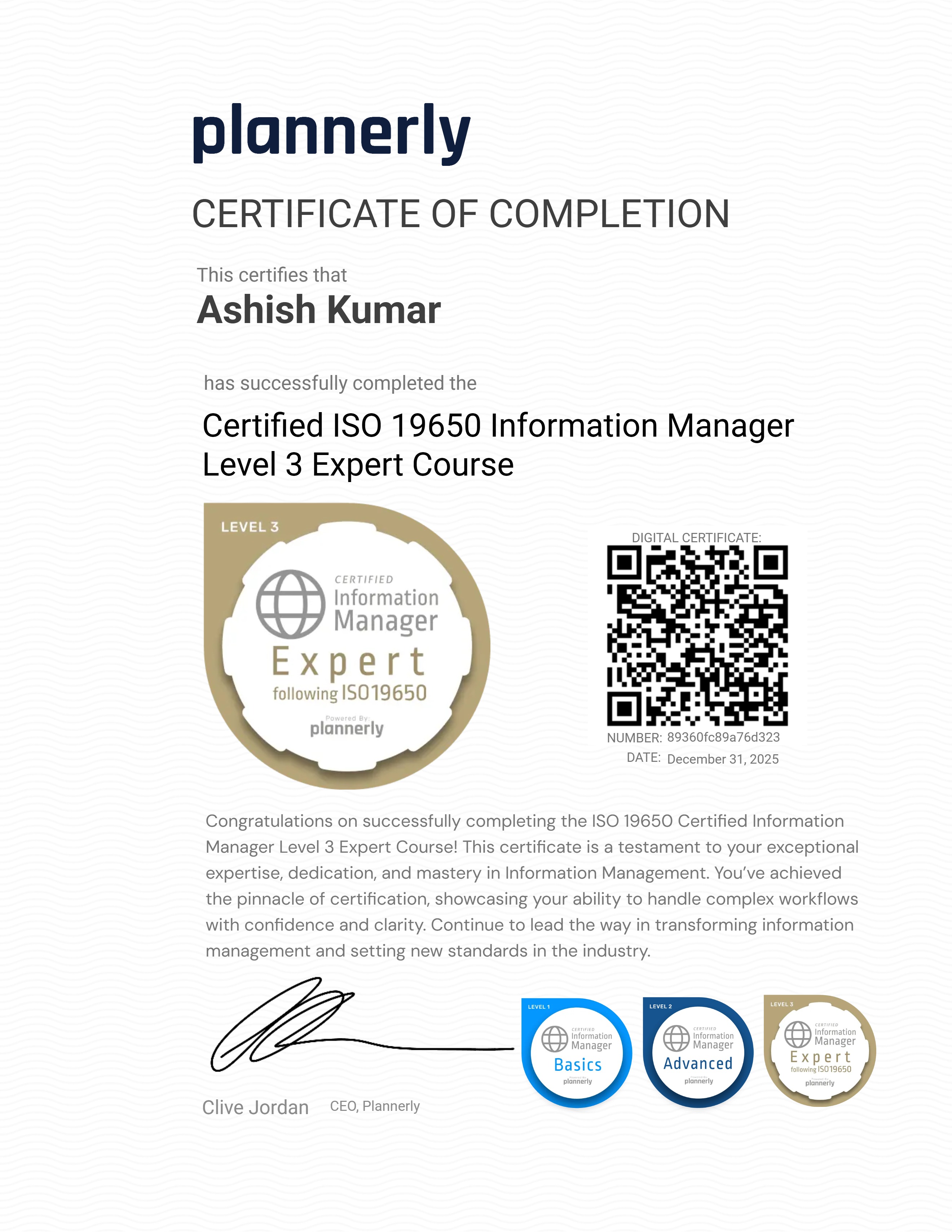 Level 3 Information Manager - ISO 19650 Expert