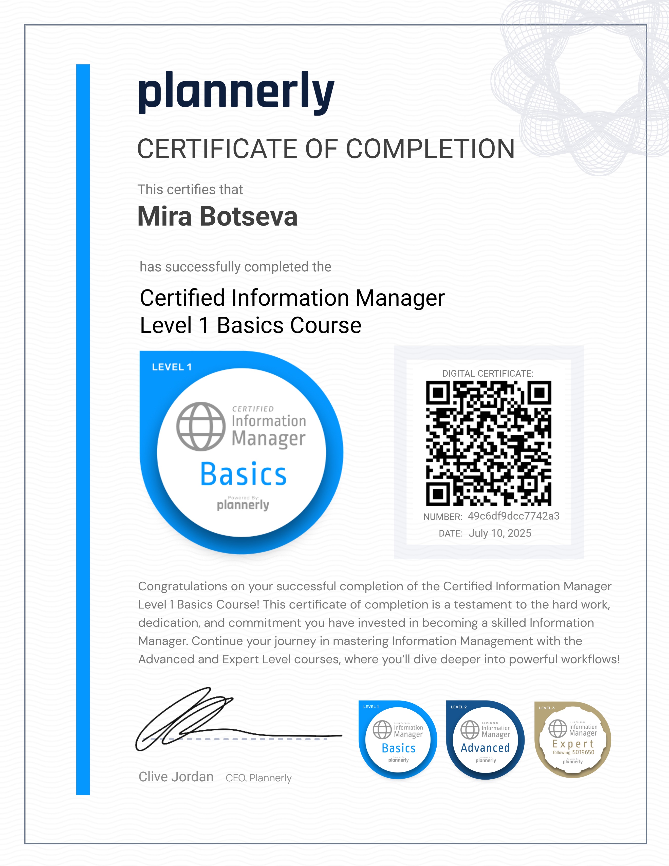 Level 1 Information Manager - Basics