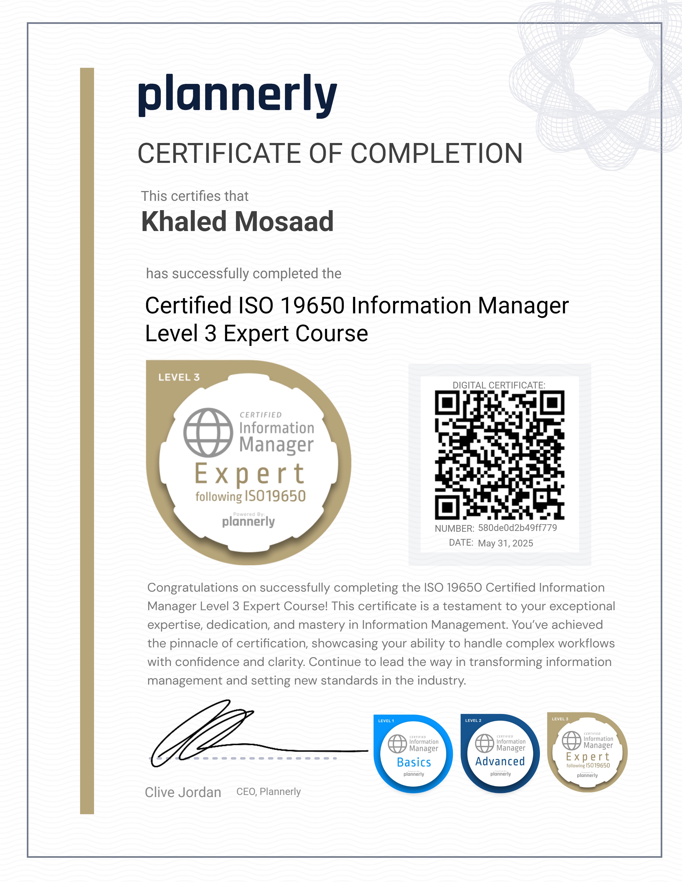 Level 3 Information Manager - ISO 19650 Expert