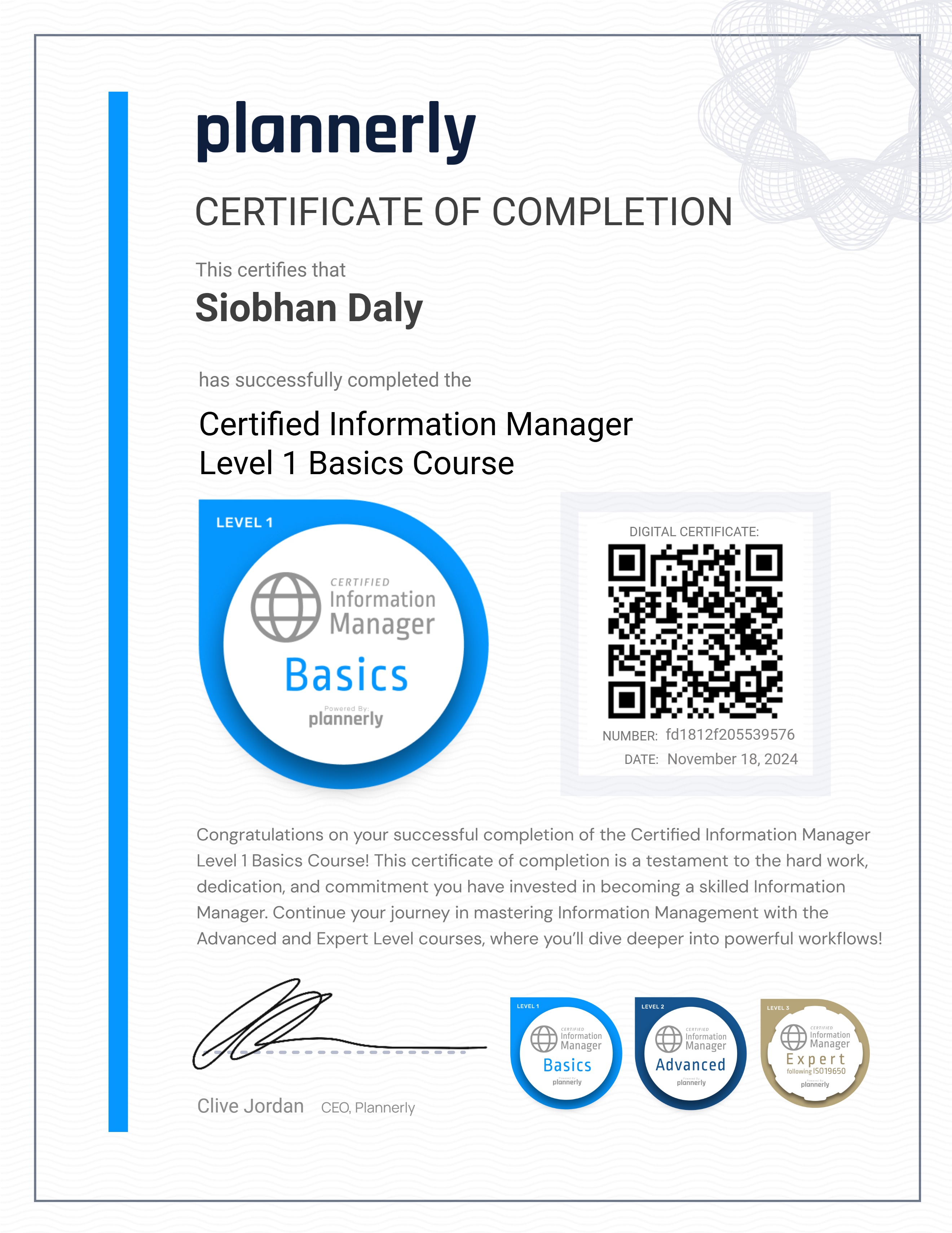 Level 1 Information Manager - Basics