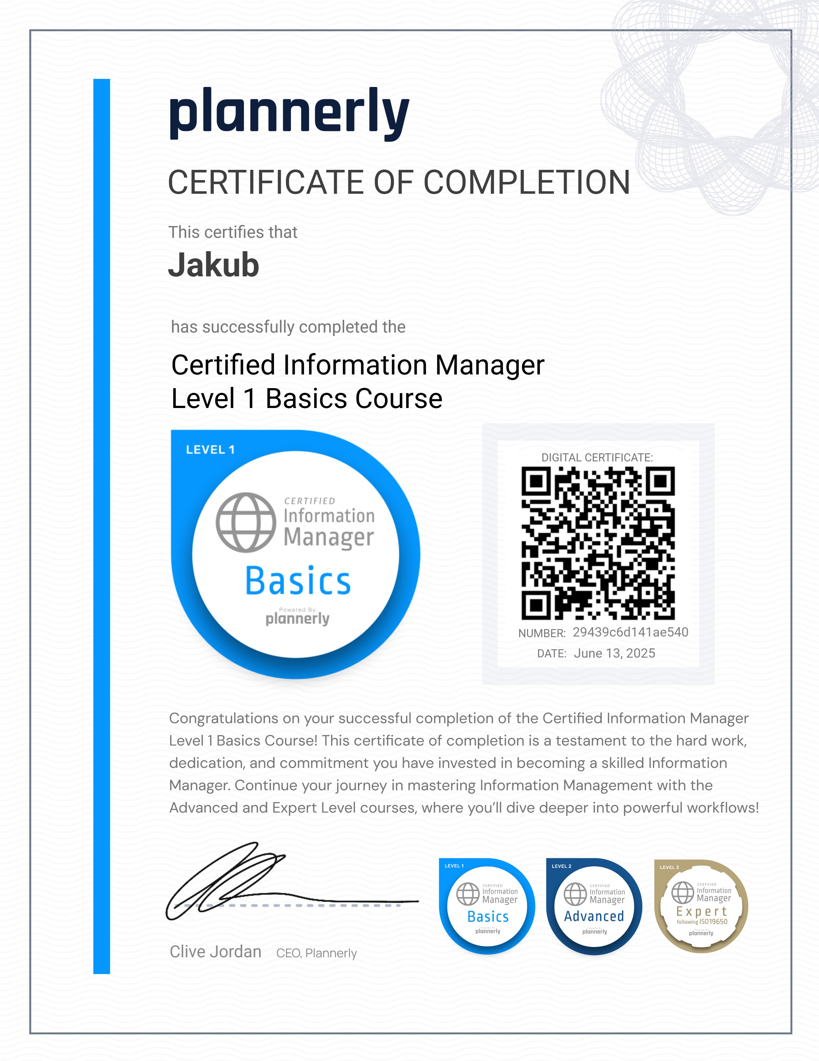 Level 1 Information Manager - Basics