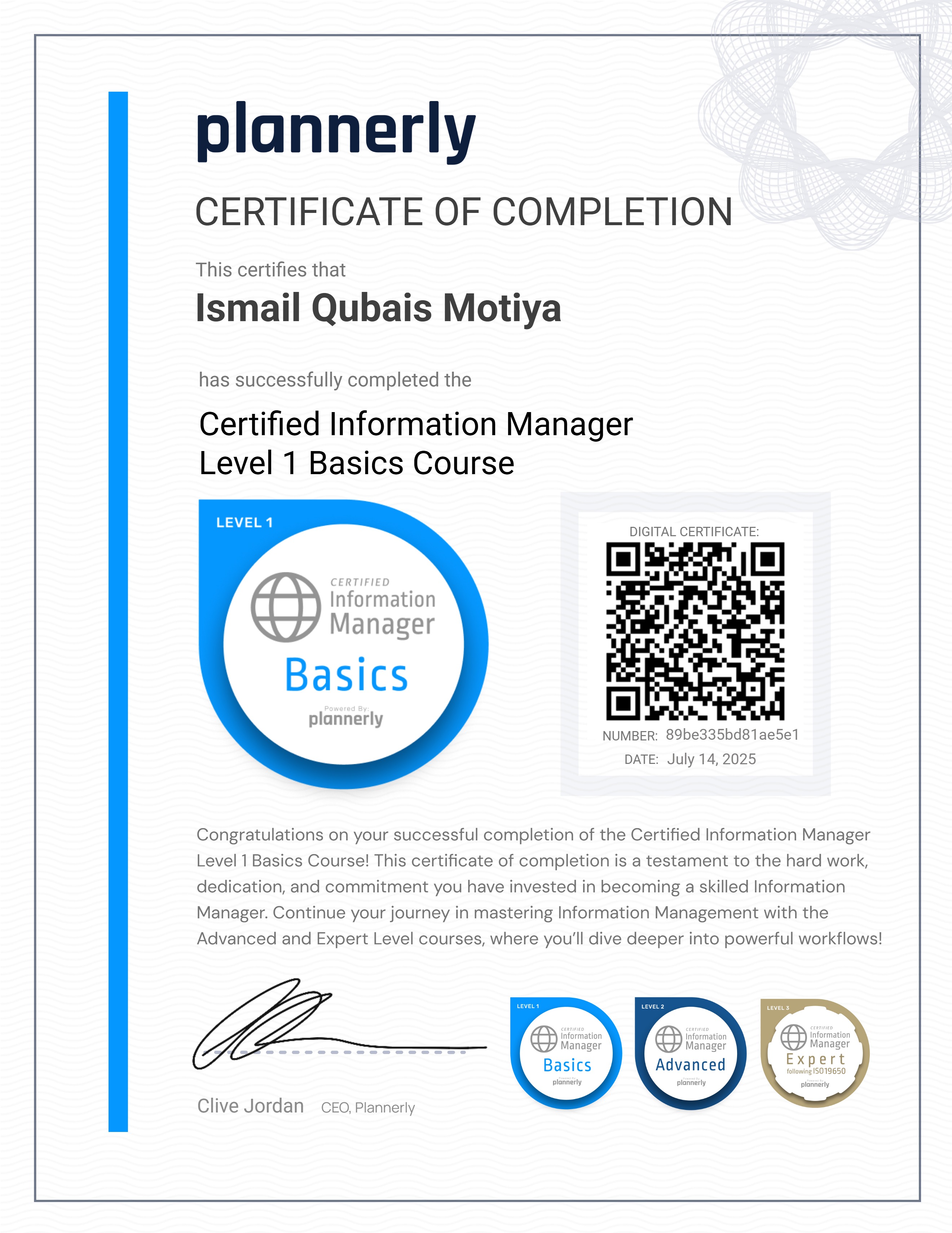 Level 1 Information Manager - Basics