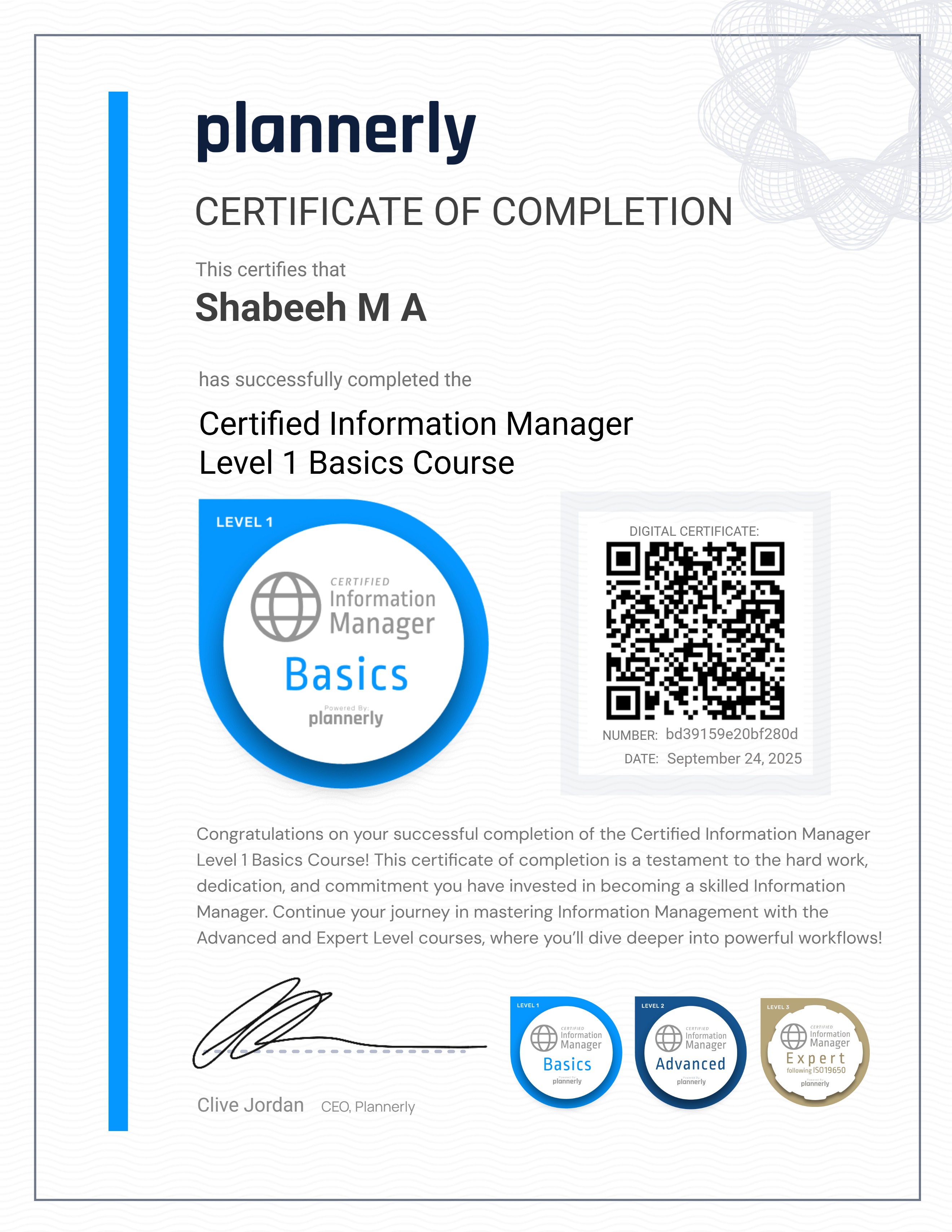 Level 1 Information Manager - Basics