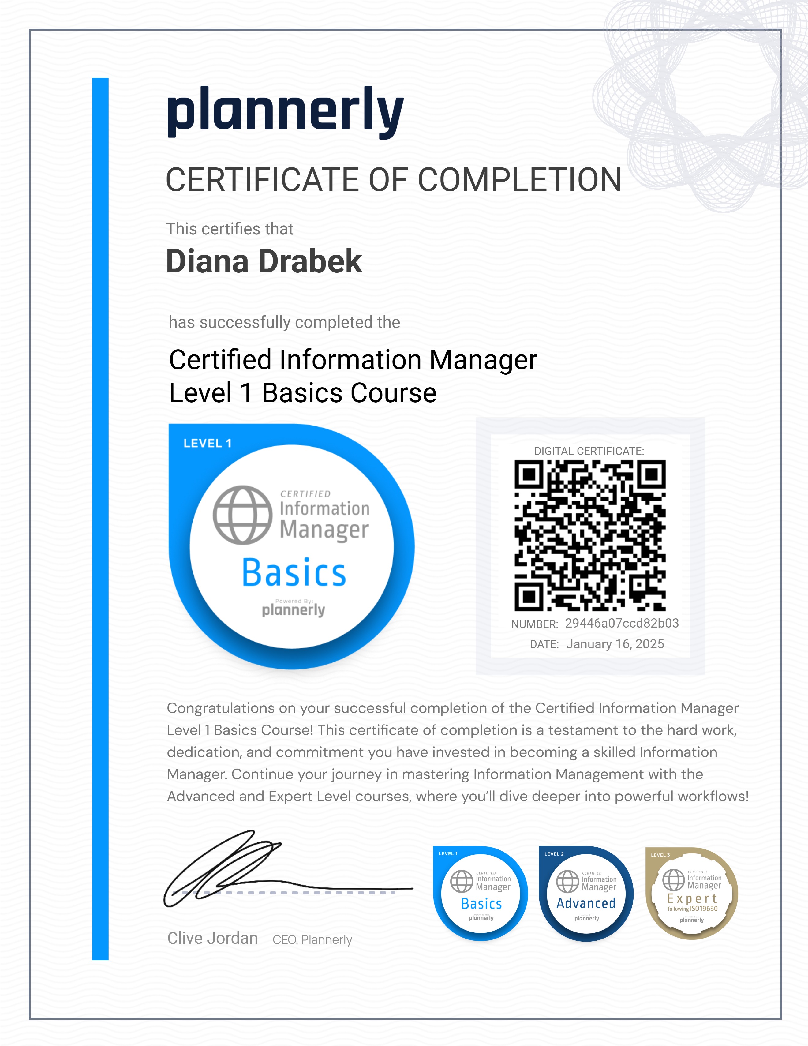 Level 1 Information Manager - Basics