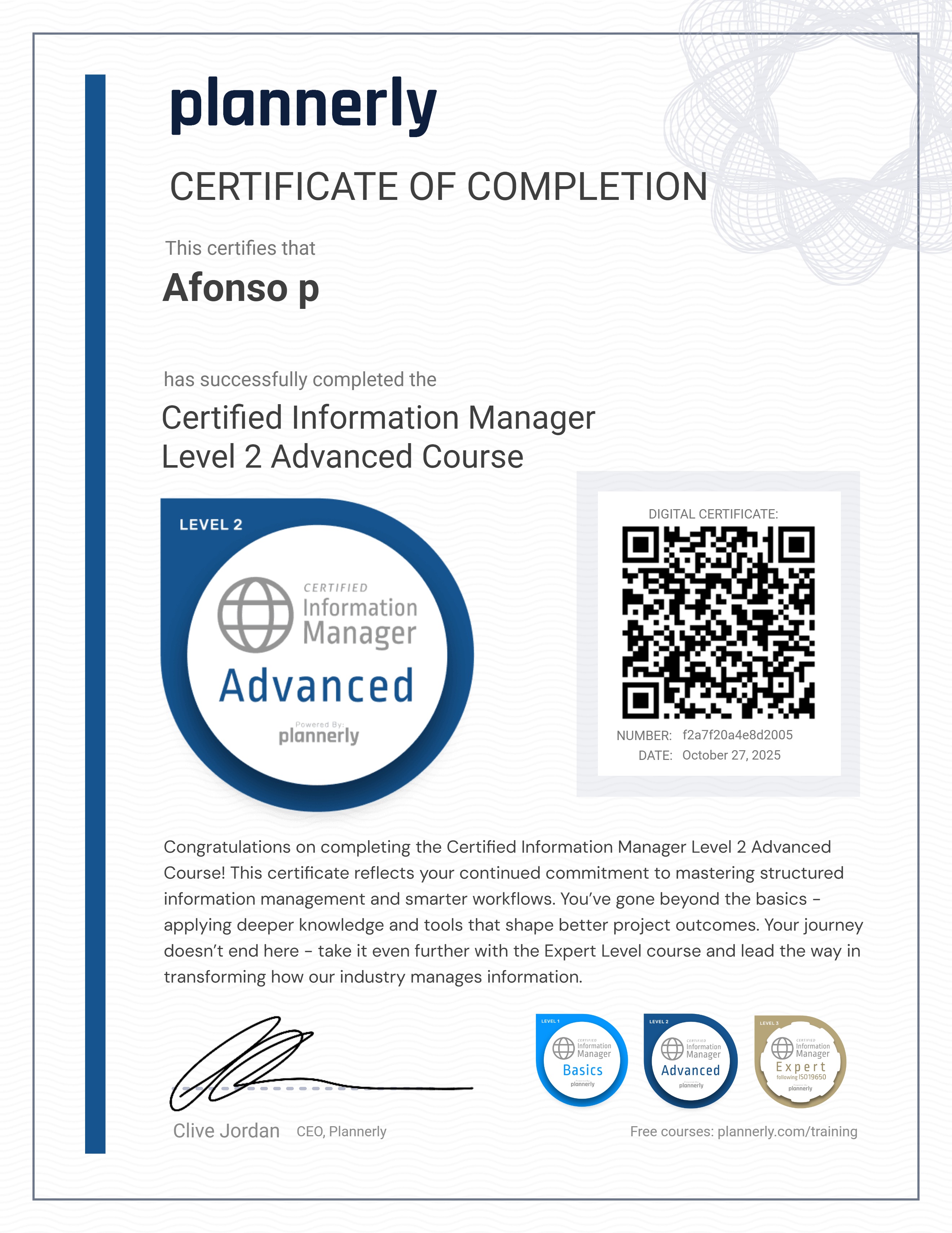 Level 2 Information Manager - Advanced