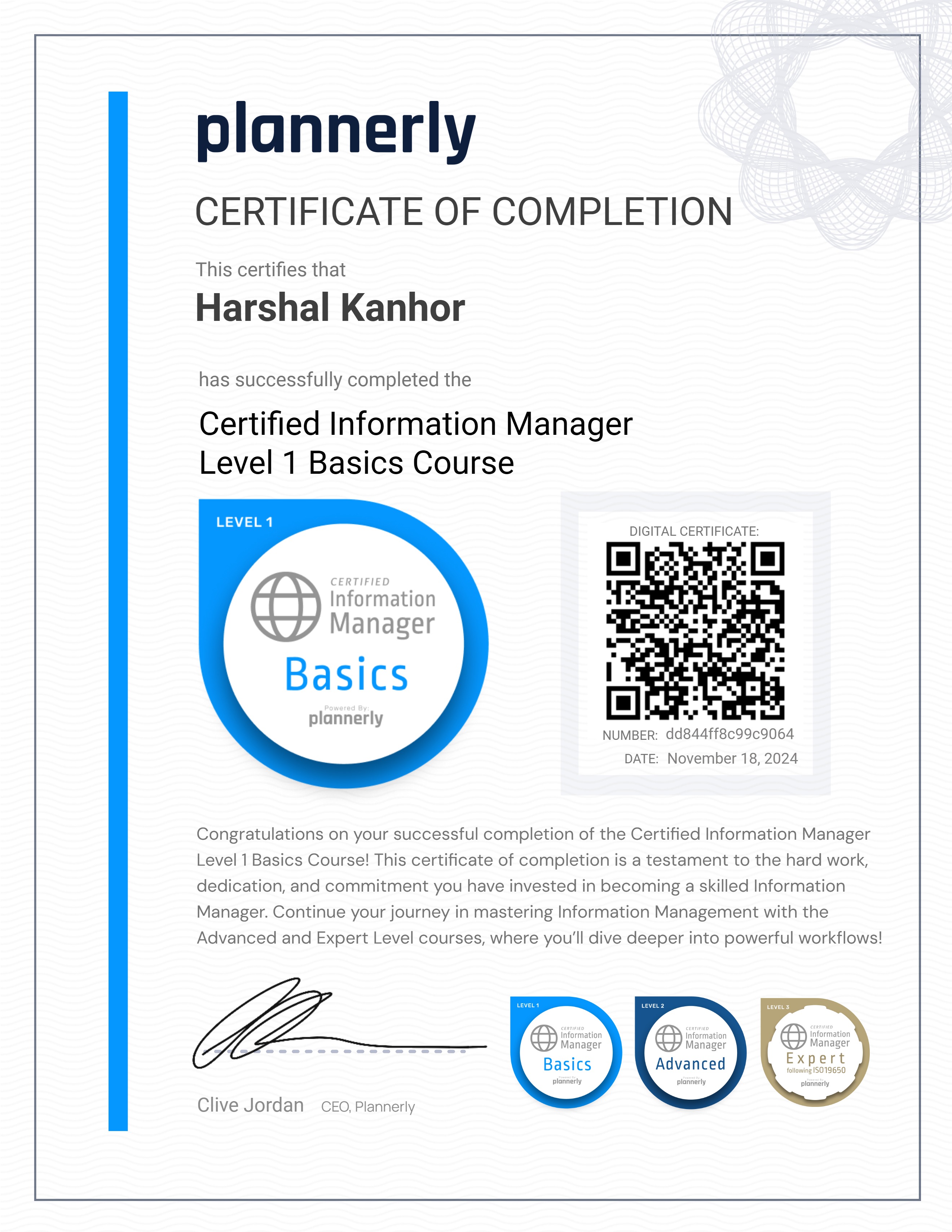 Level 1 Information Manager - Basics