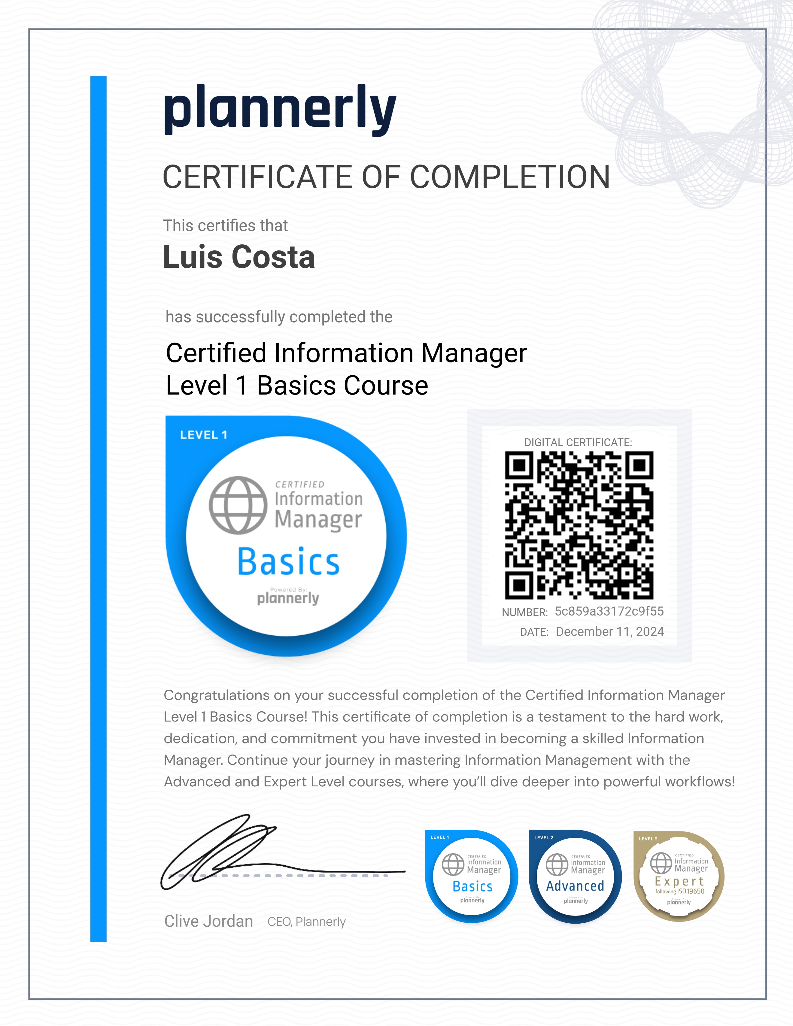 Level 1 Information Manager - Basics