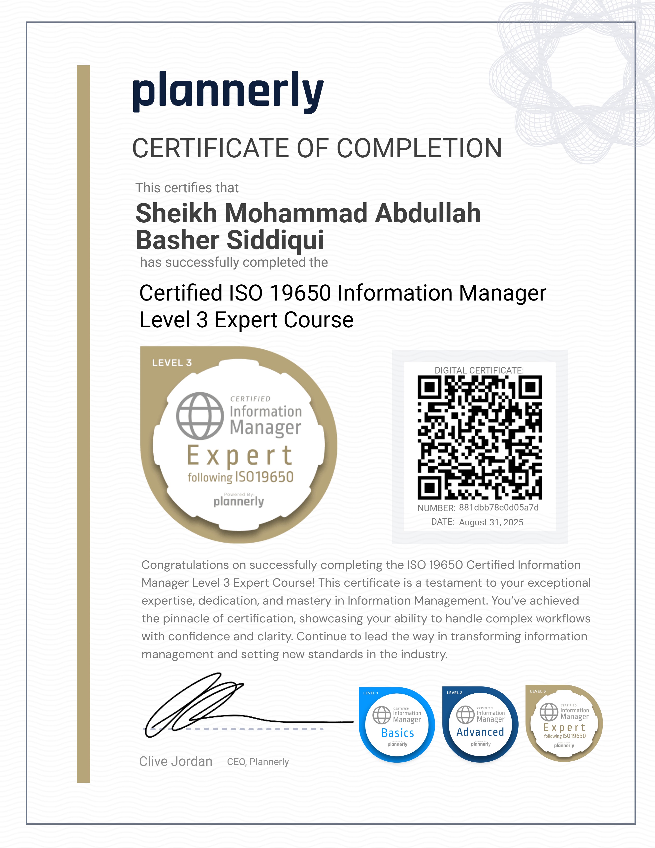Level 3 Information Manager - ISO 19650 Expert