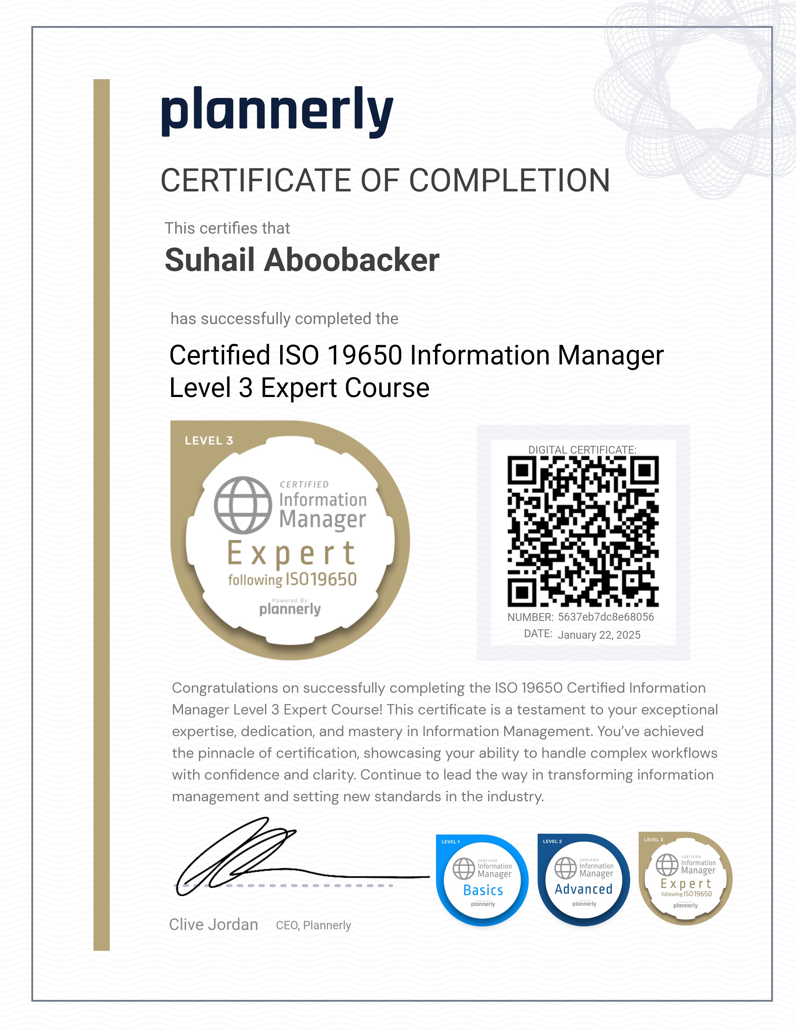 Level 3 Information Manager - ISO 19650 Expert