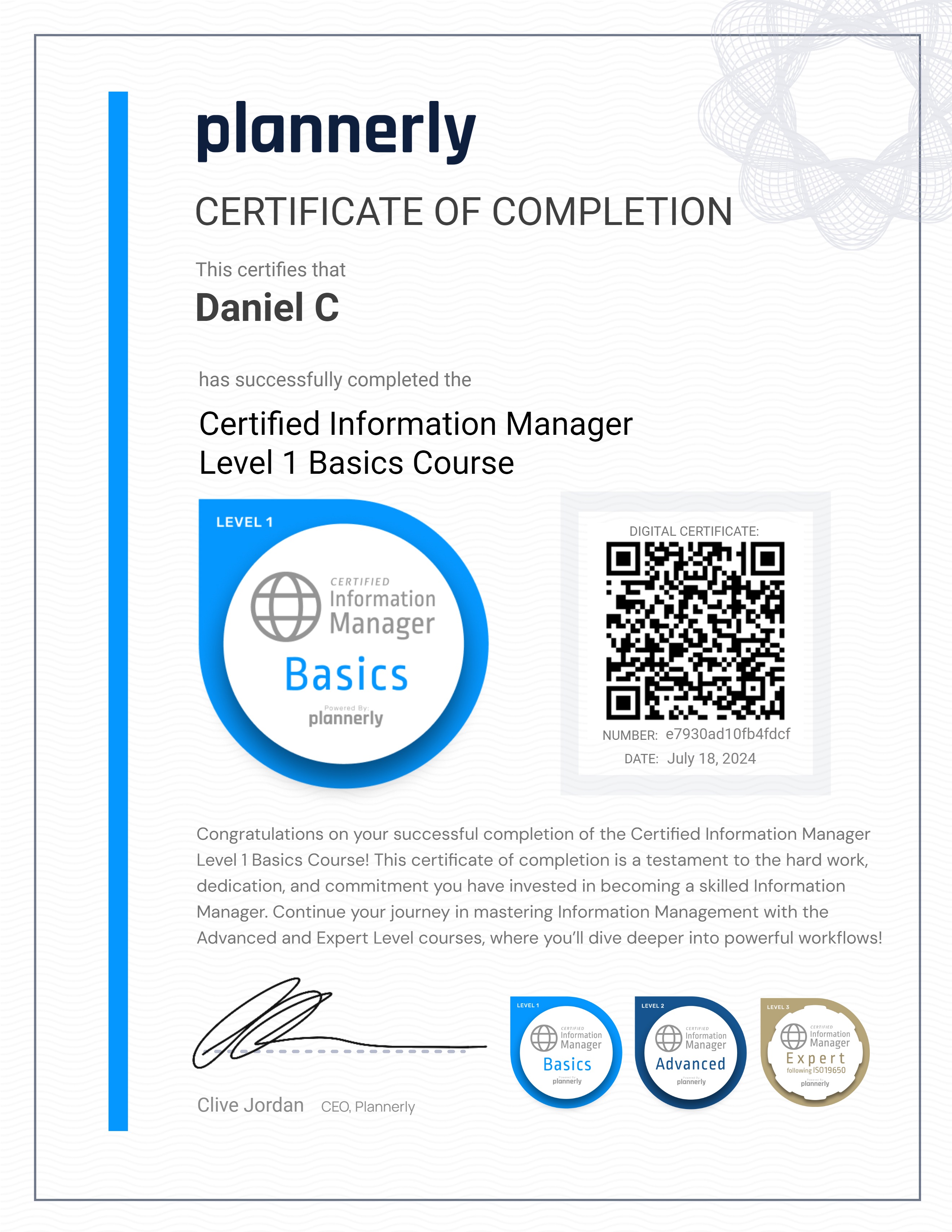 Level 1 Information Manager - Basics