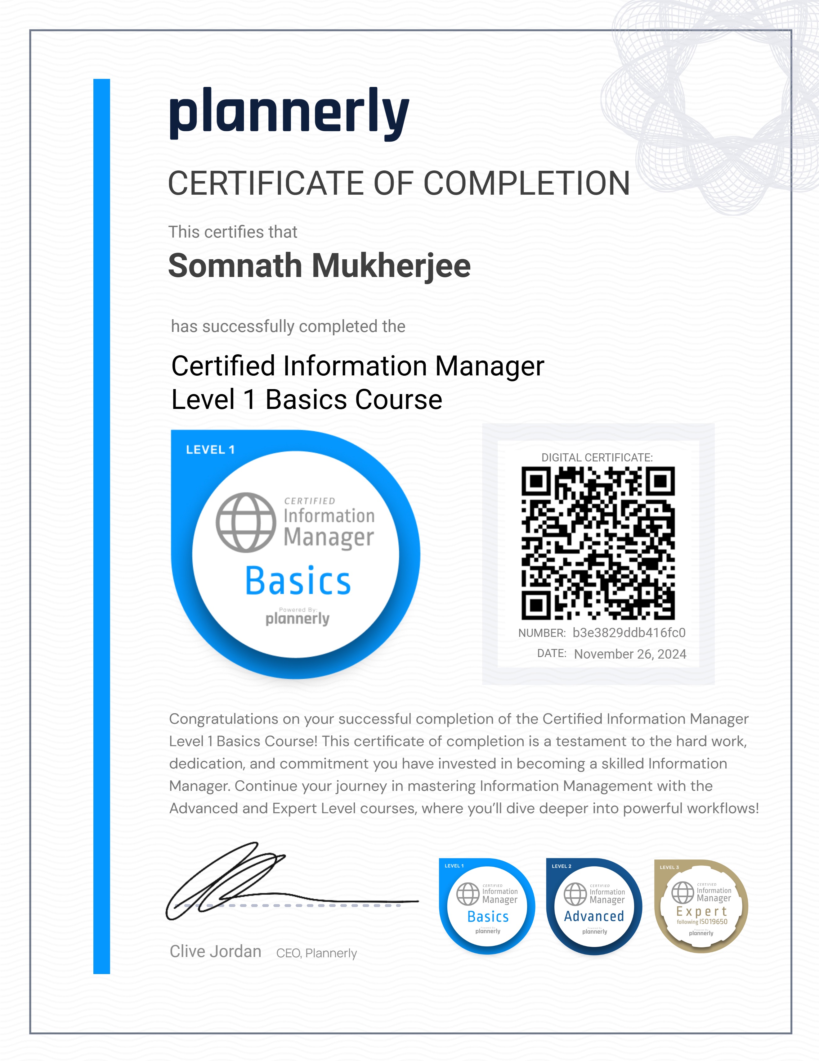 Level 1 Information Manager - Basics