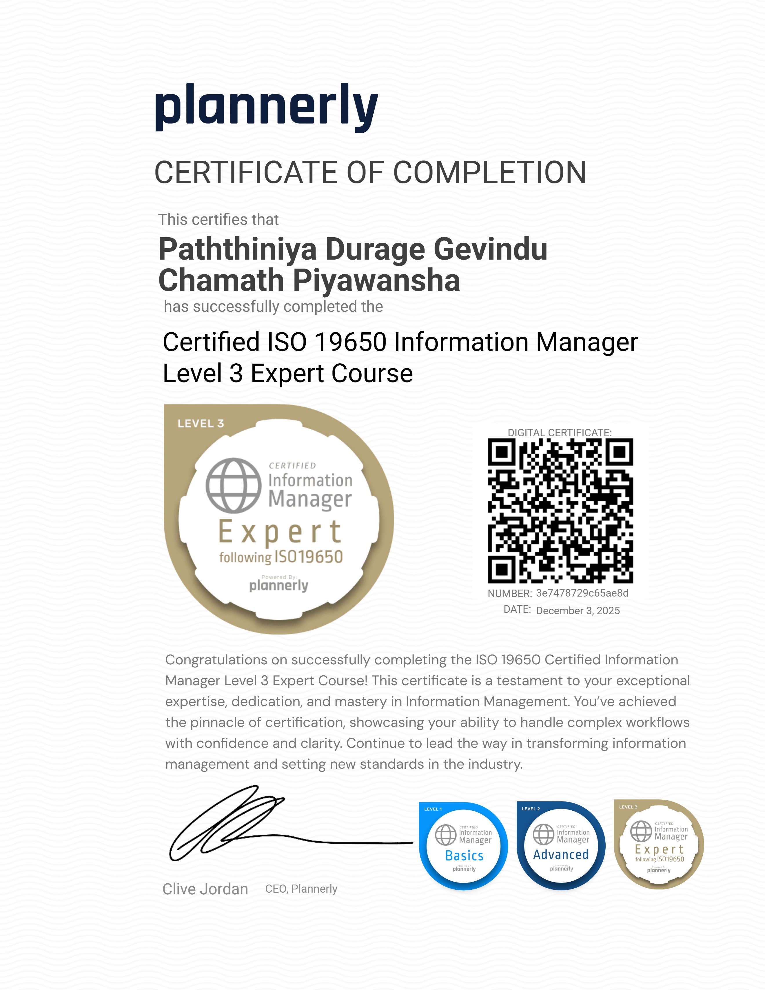 Level 3 Information Manager - ISO 19650 Expert