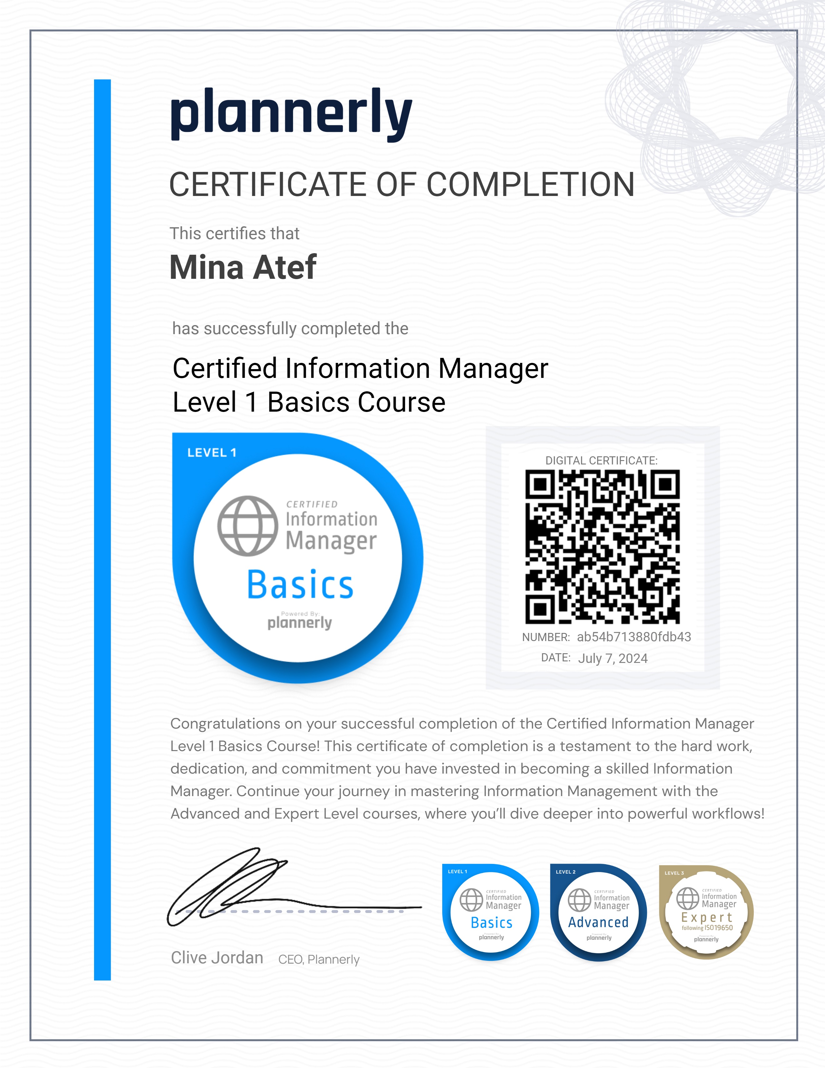 Level 1 Information Manager - Basics