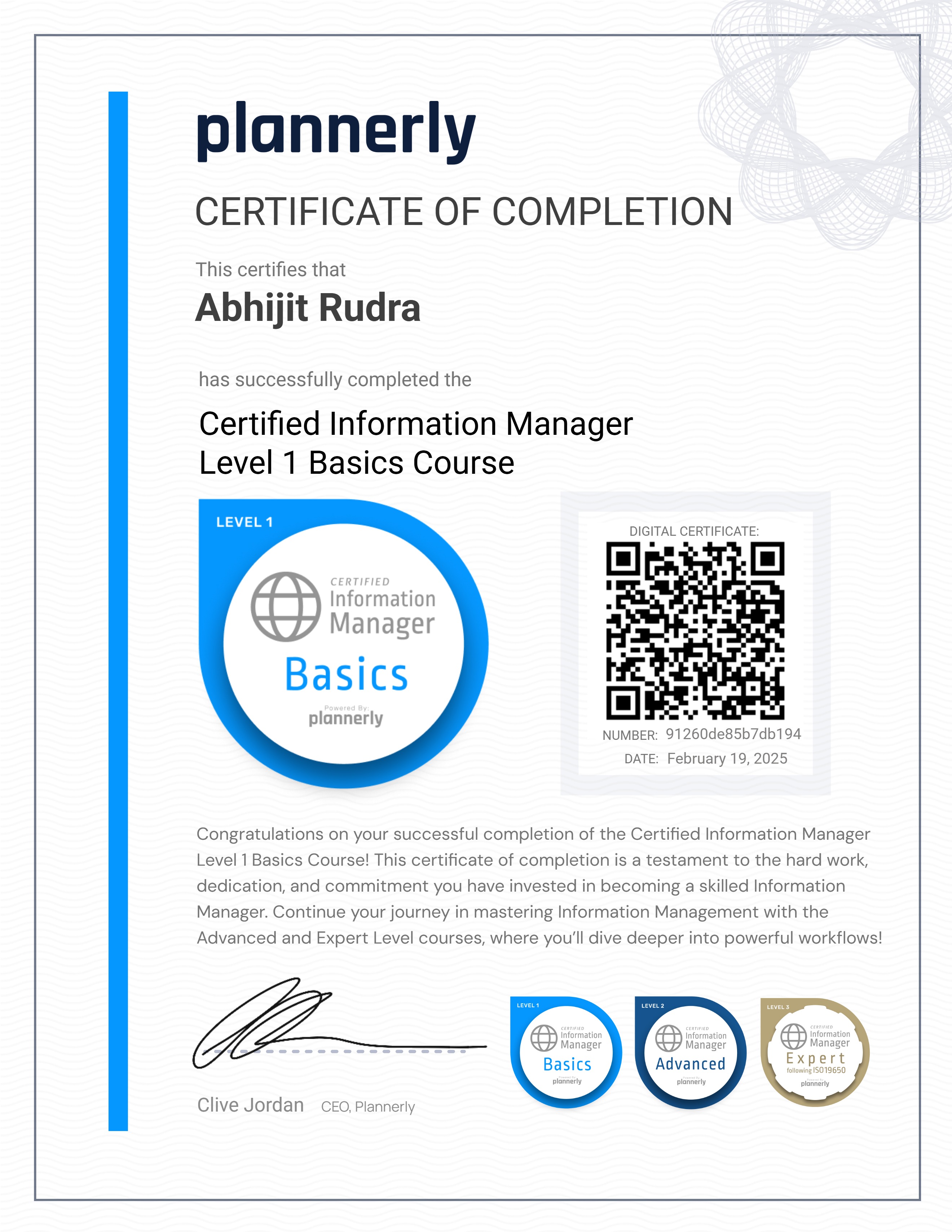 Level 1 Information Manager - Basics