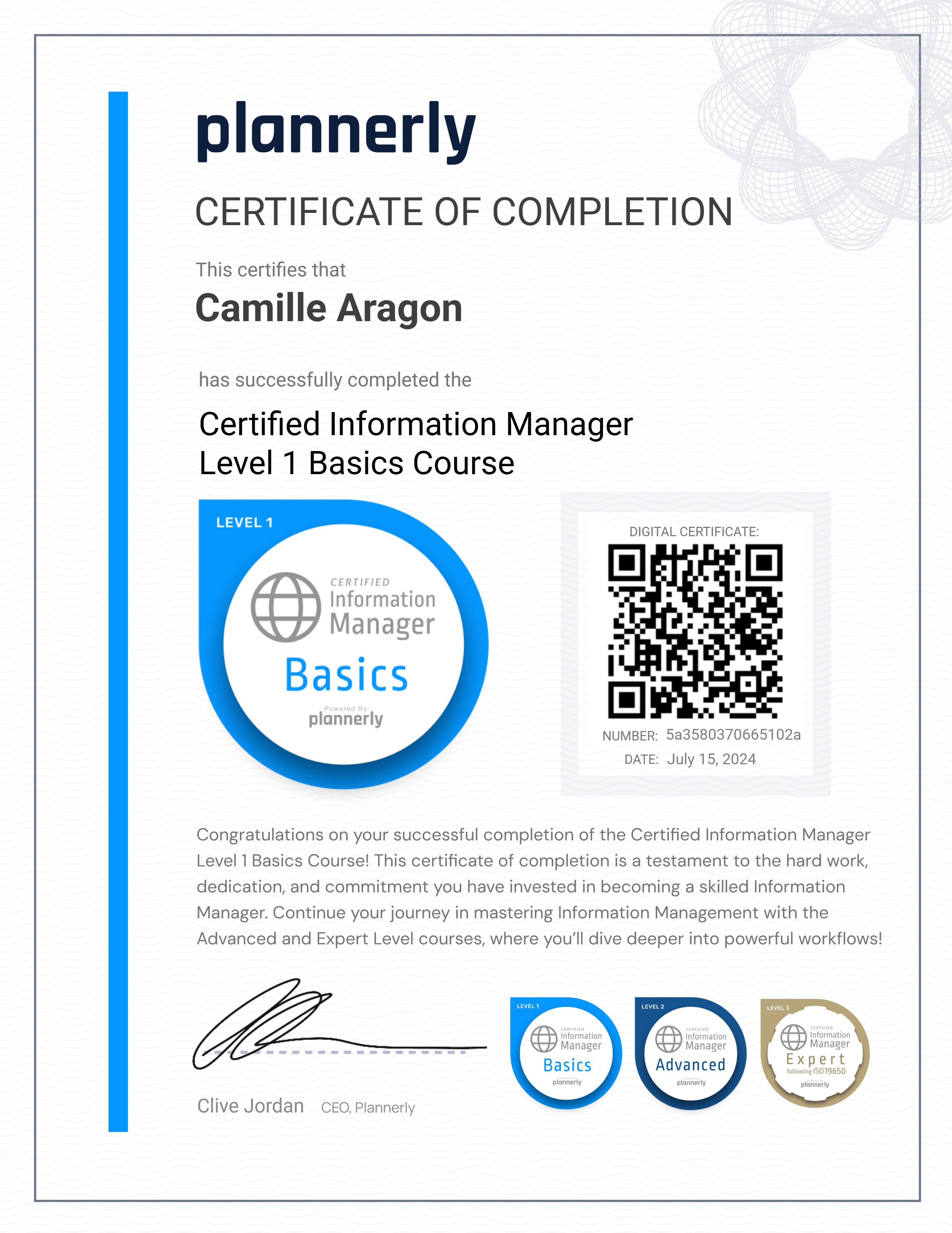 Level 1 Information Manager - Basics