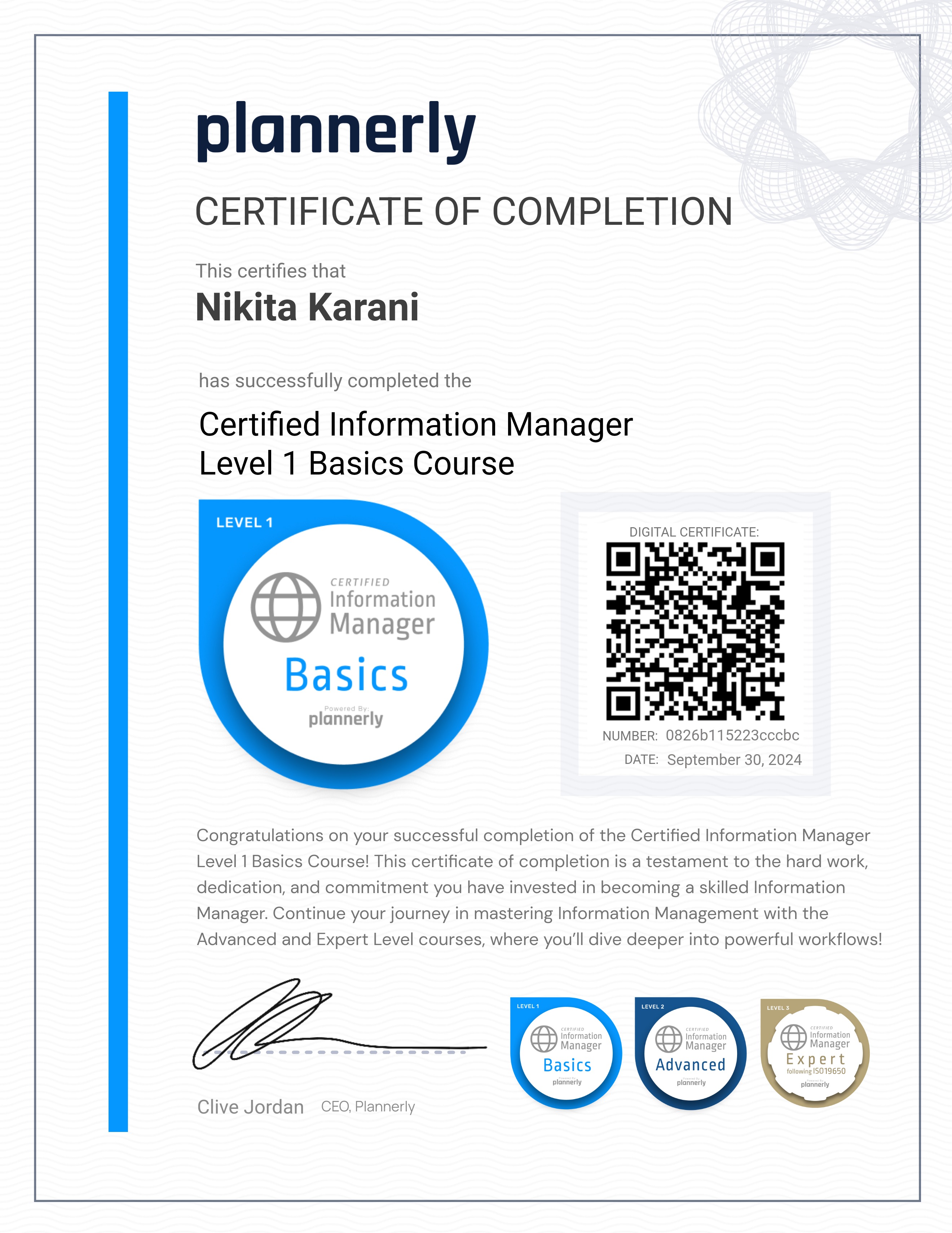 Level 1 Information Manager - Basics