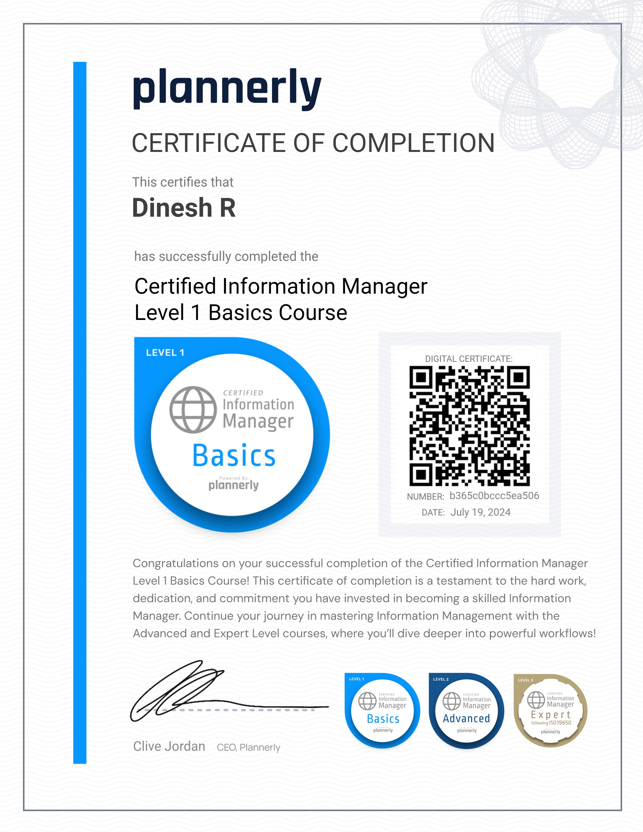 Level 1 Information Manager - Basics