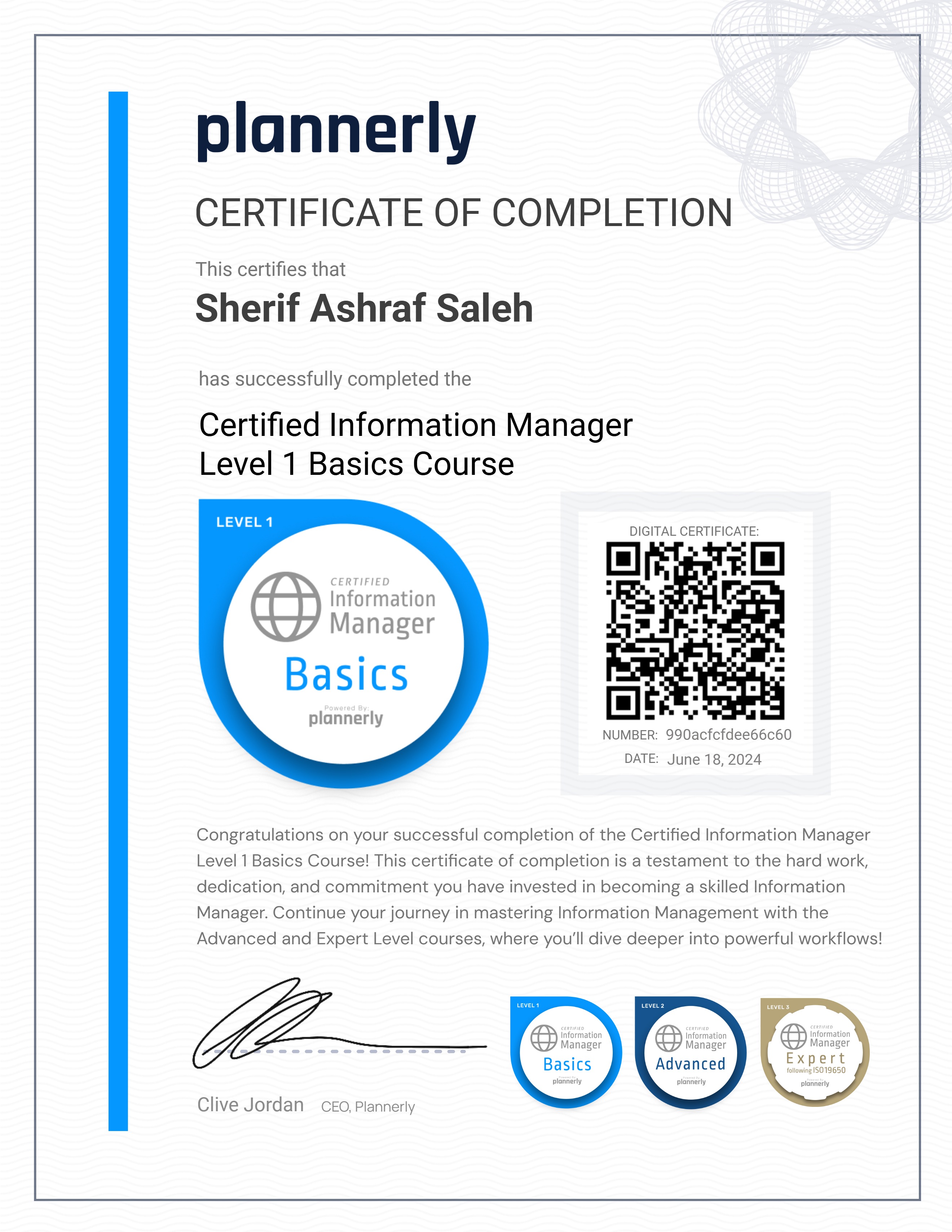 Level 1 Information Manager - Basics