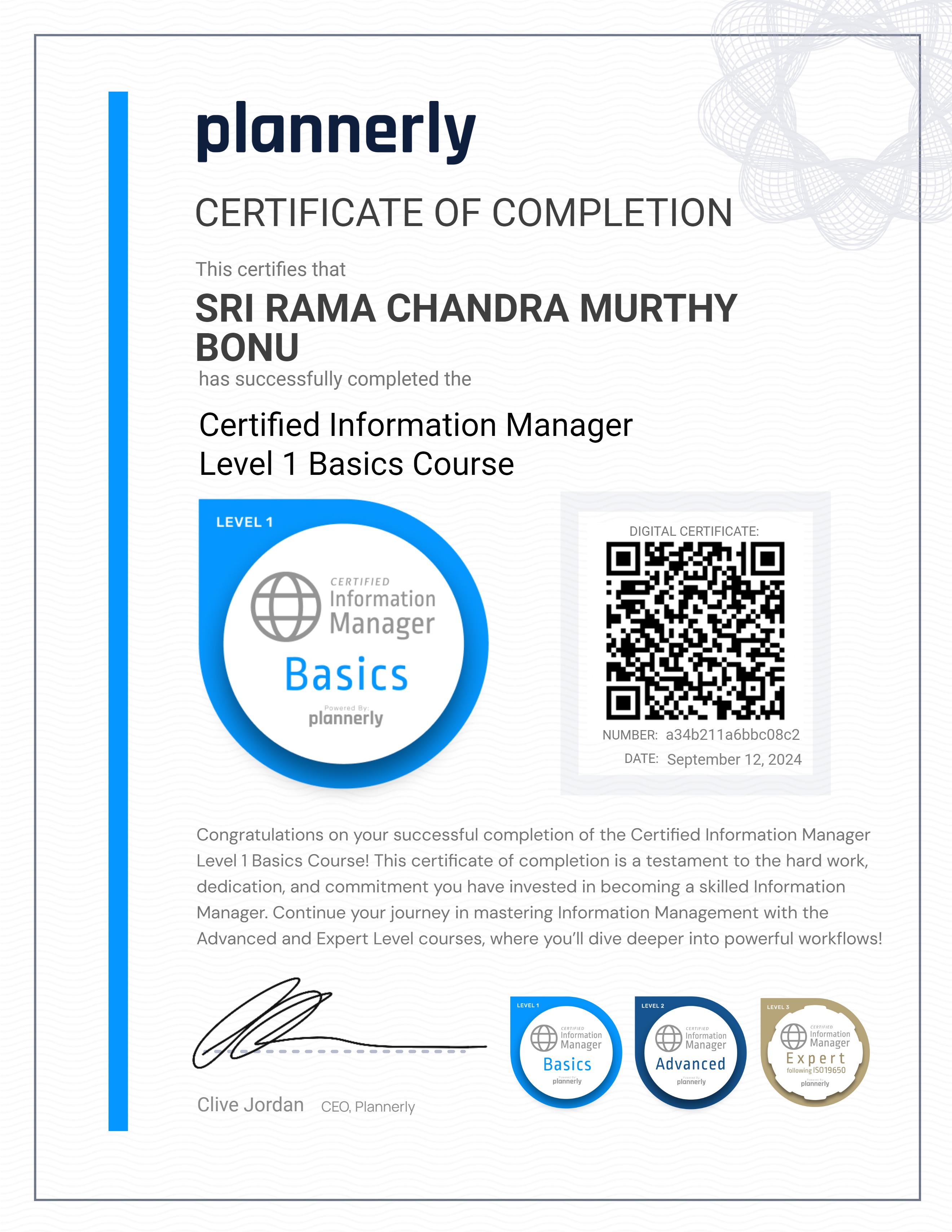 Level 1 Information Manager - Basics