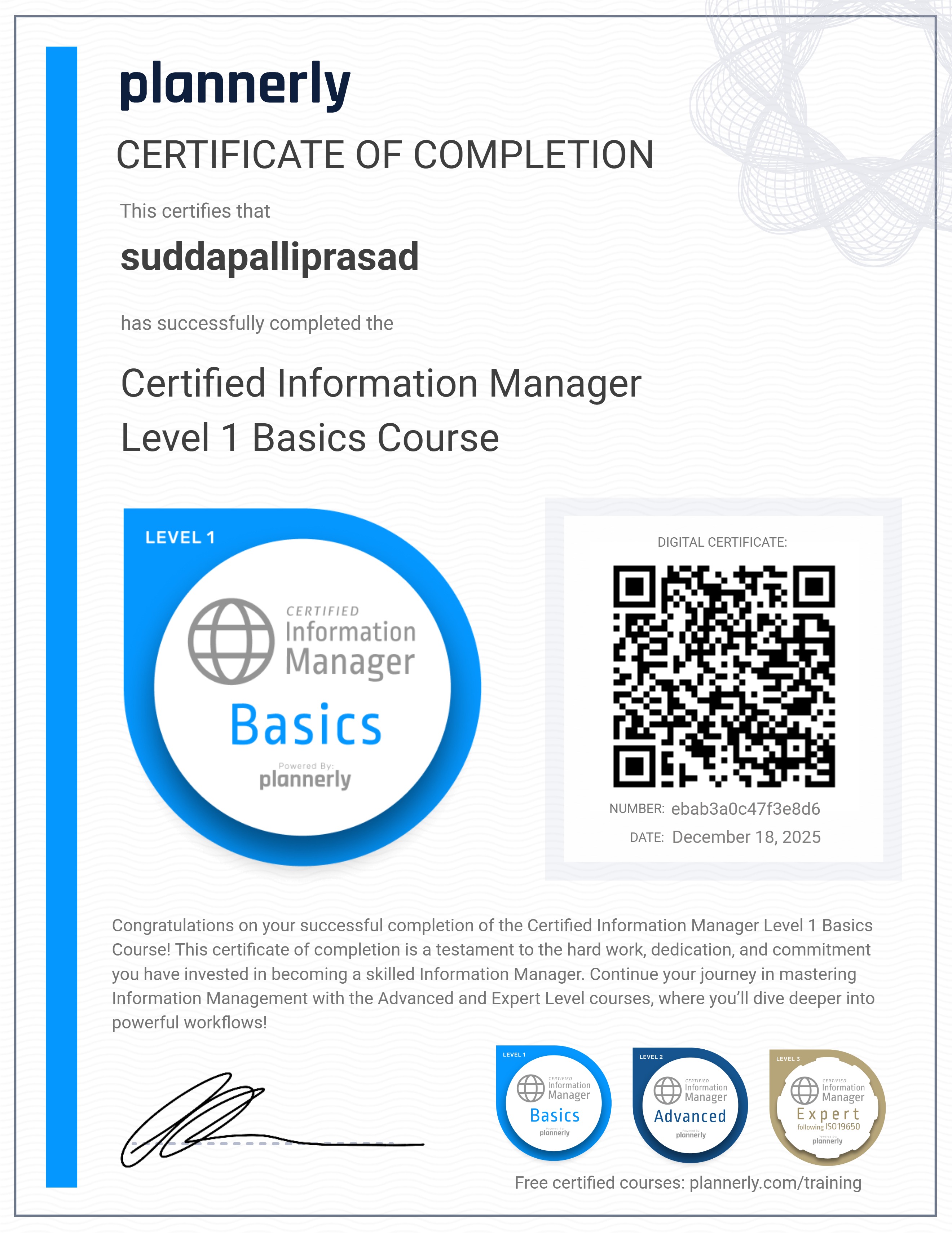 Level 1 Information Manager - Basics