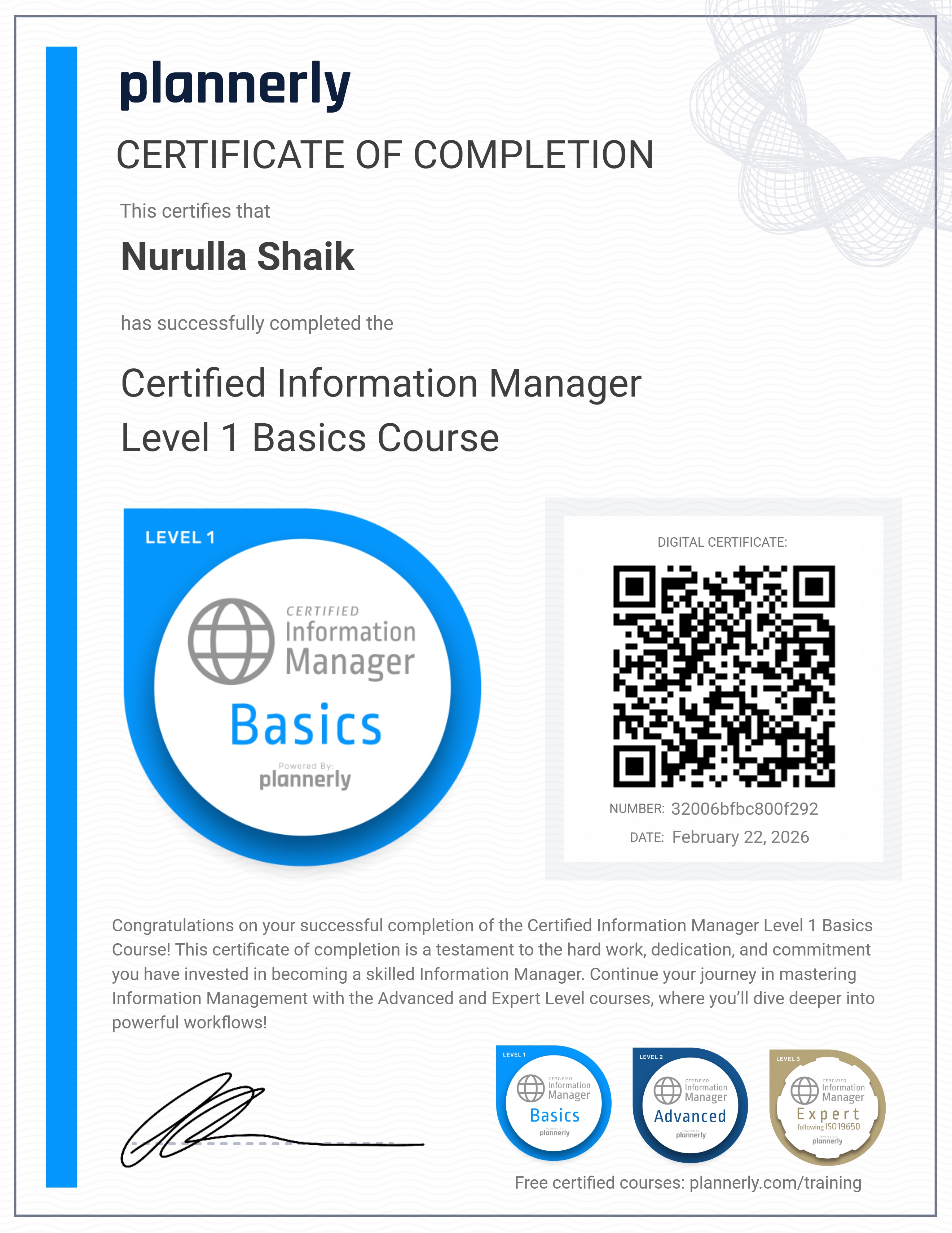 Level 1 Information Manager - Basics