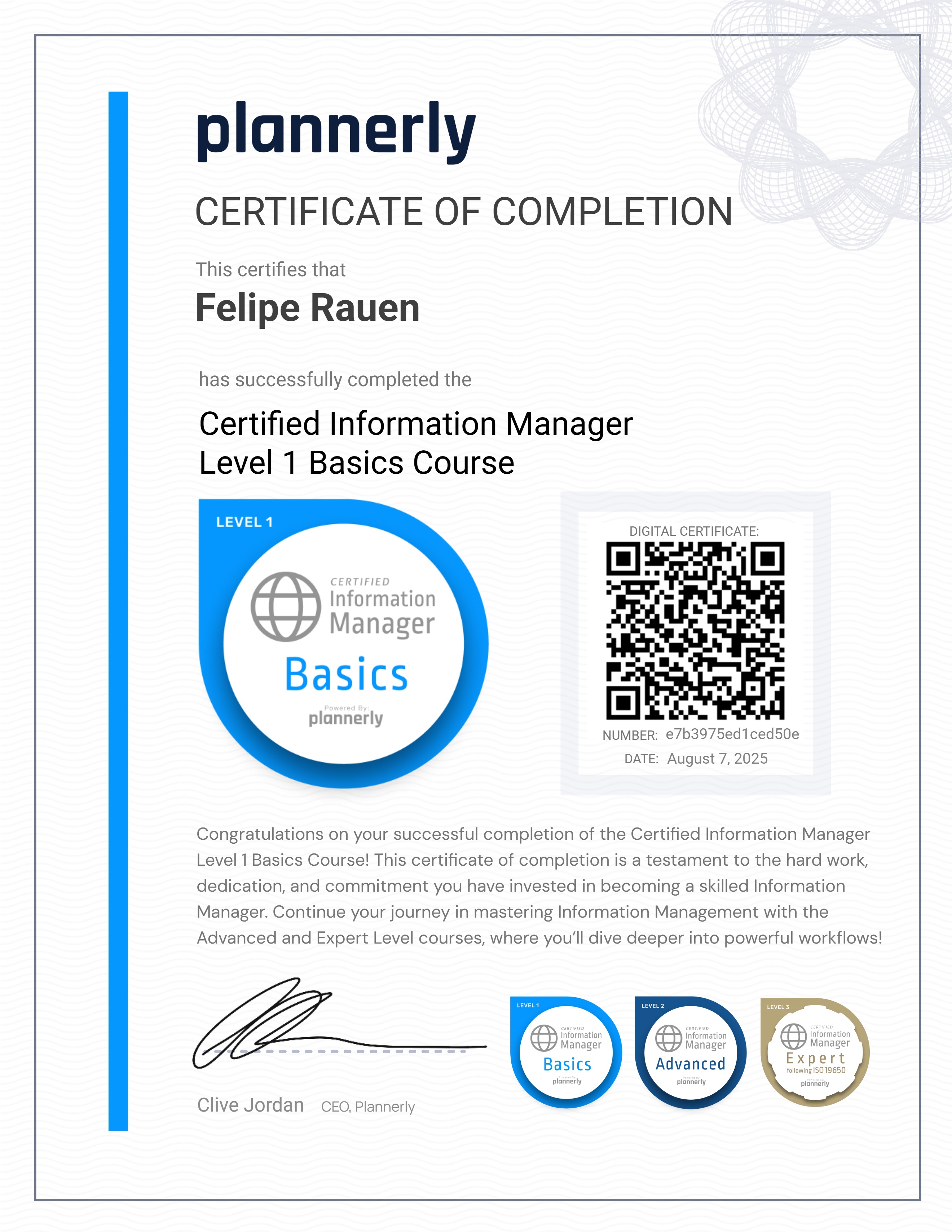 Level 1 Information Manager - Basics