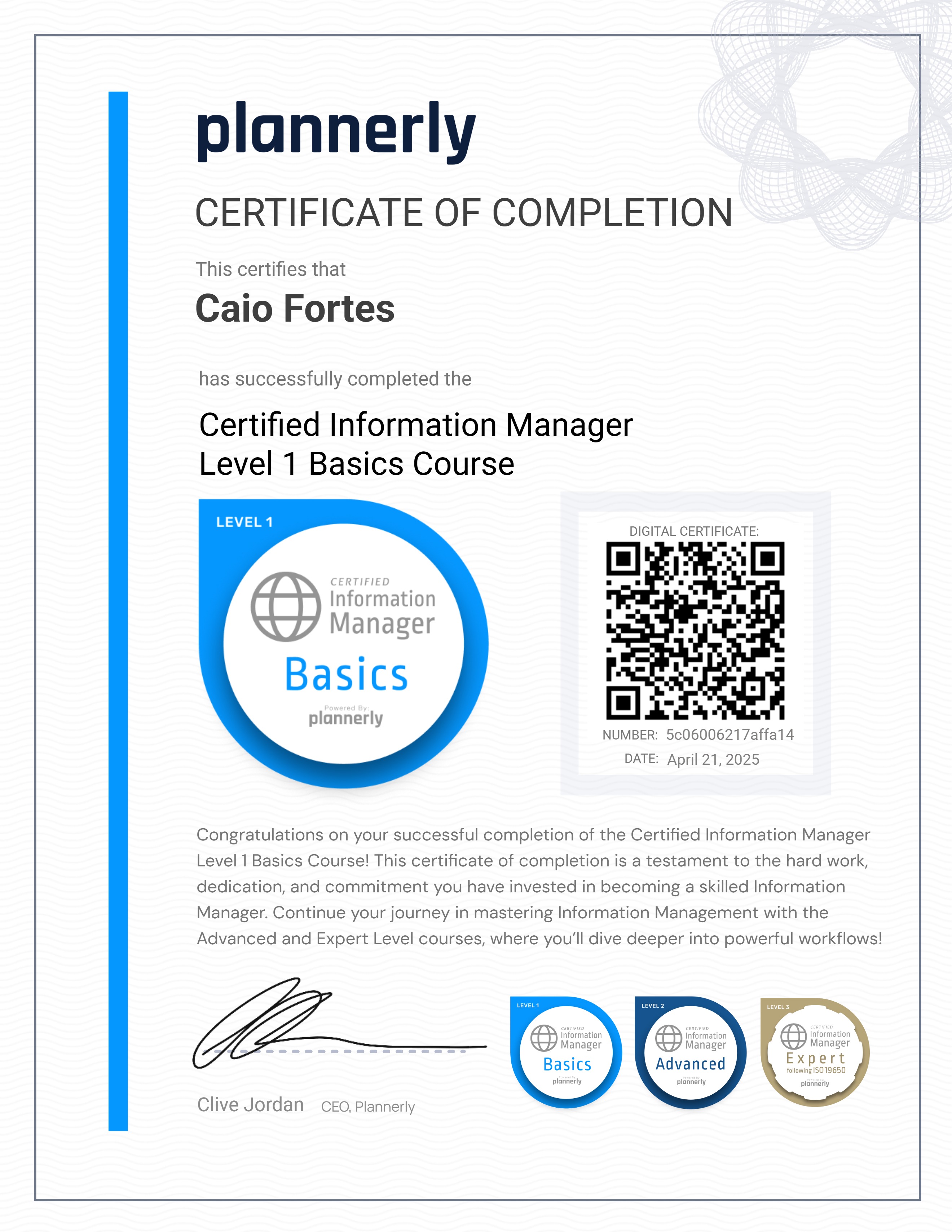 Level 1 Information Manager - Basics