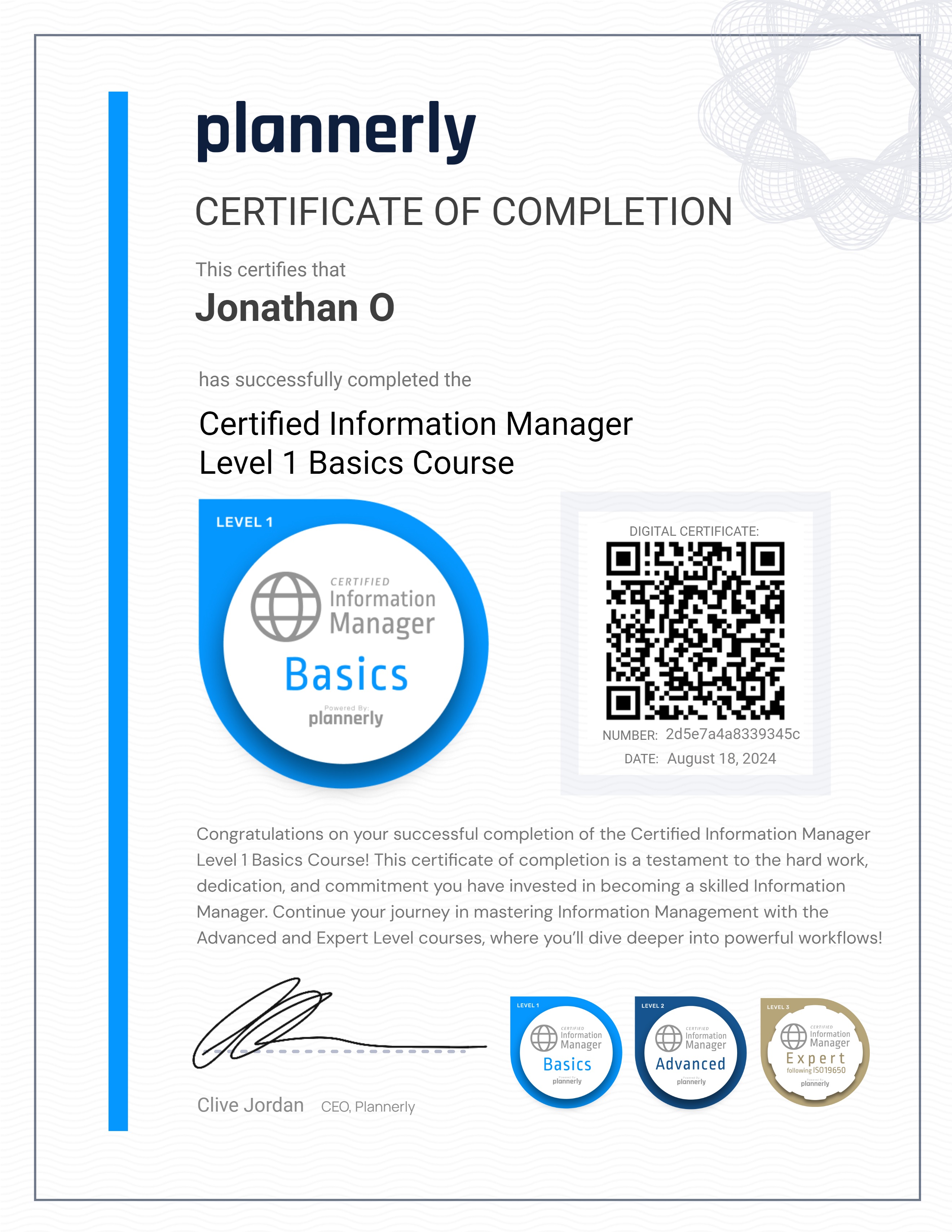 Level 1 Information Manager - Basics