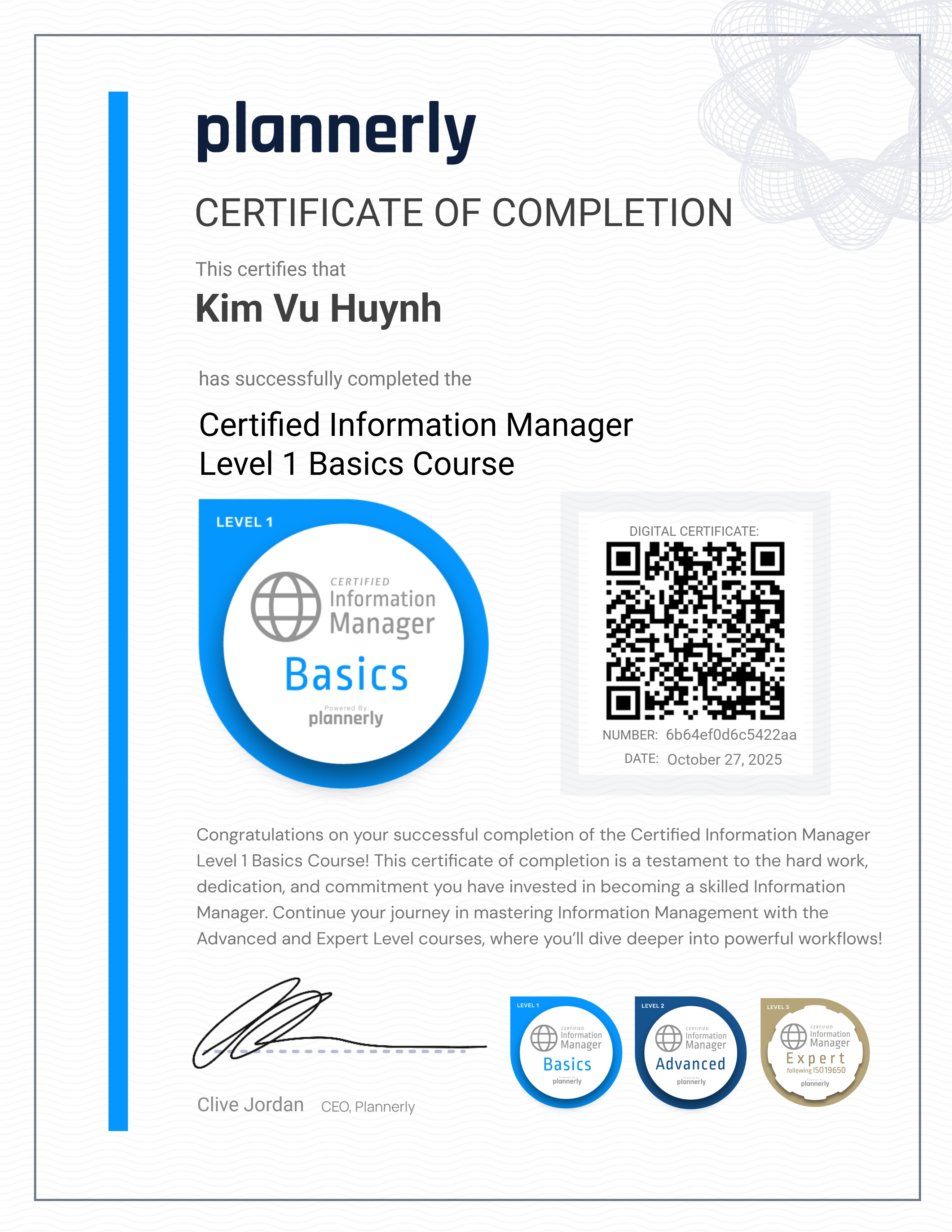 Level 1 Information Manager - Basics