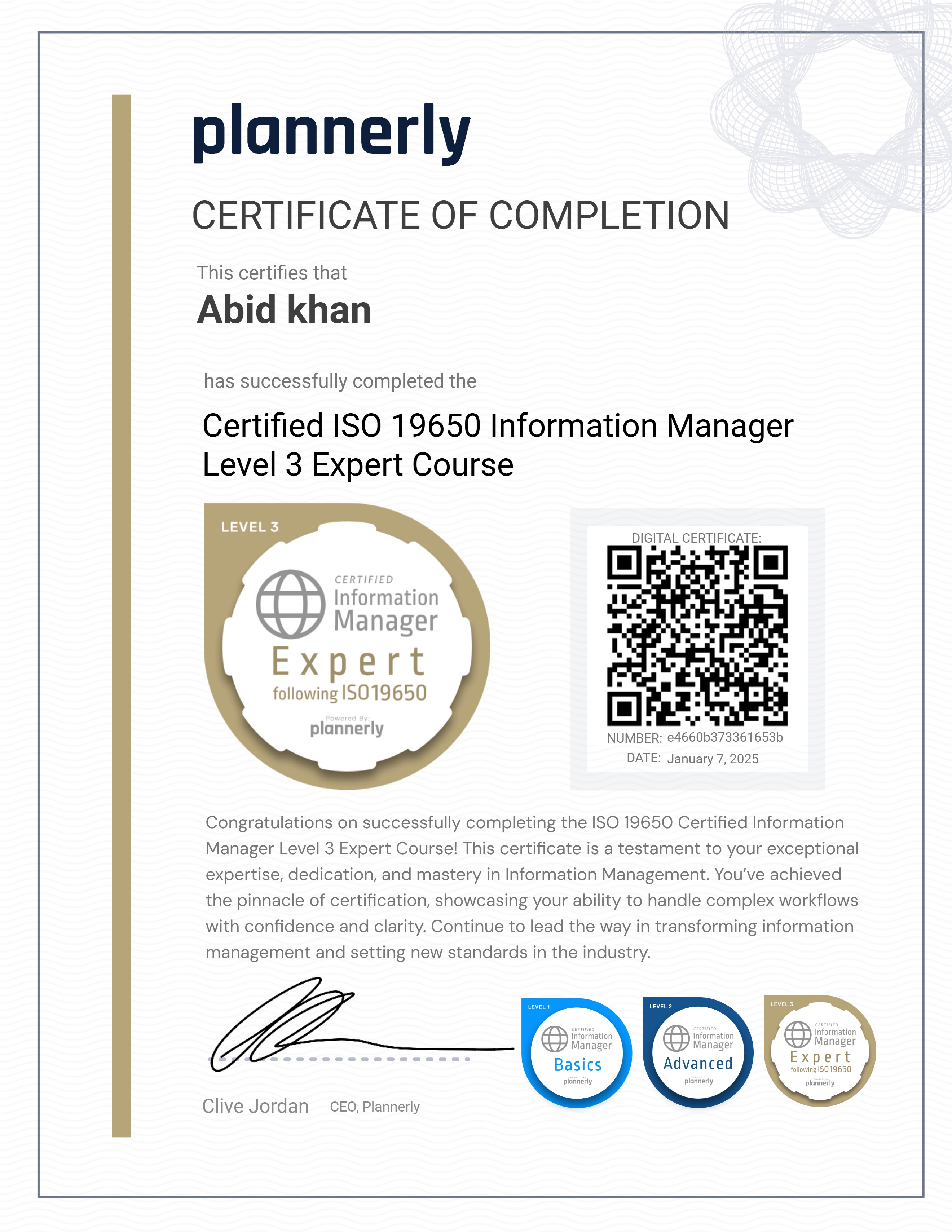 Level 3 Information Manager - ISO 19650 Expert