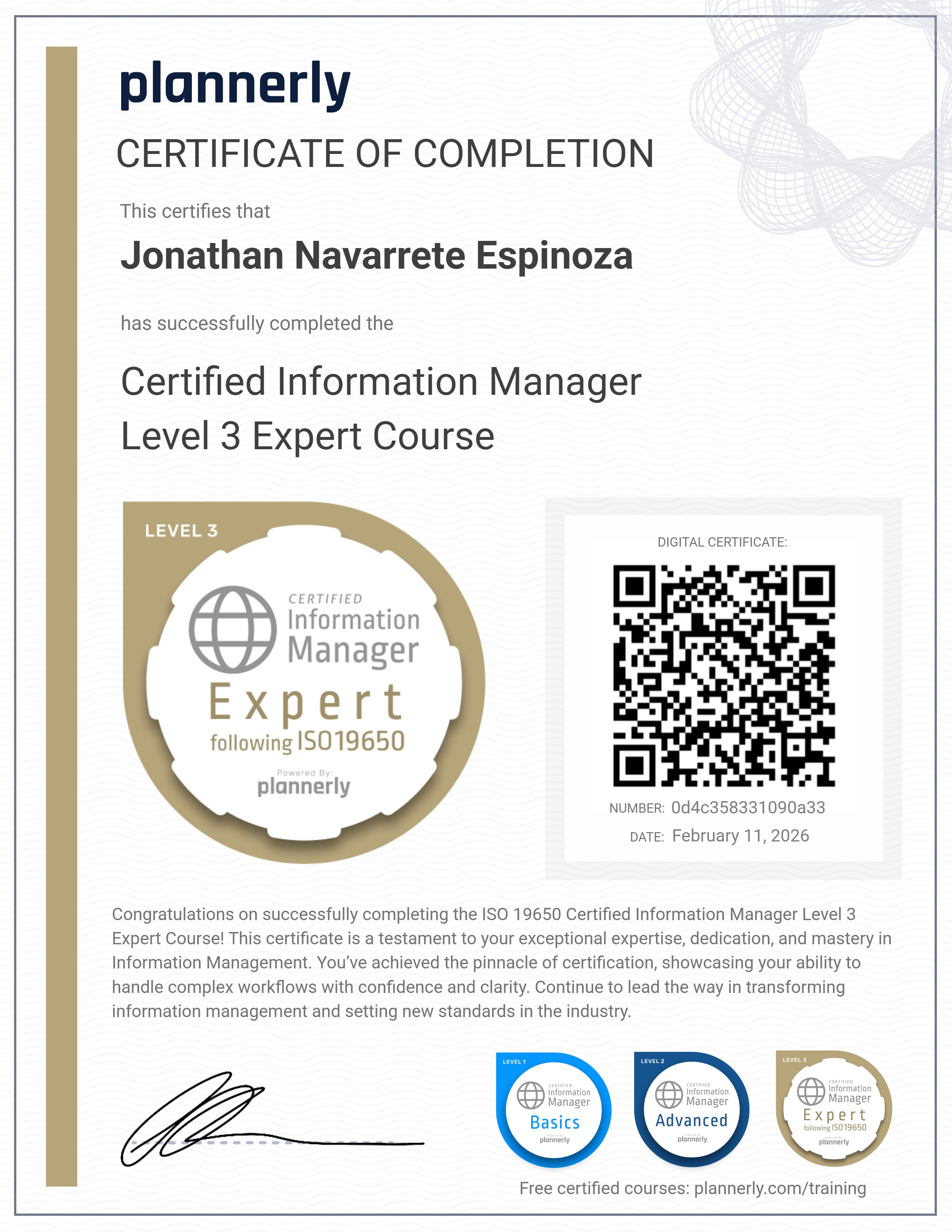 Level 3 Information Manager - ISO 19650 Expert