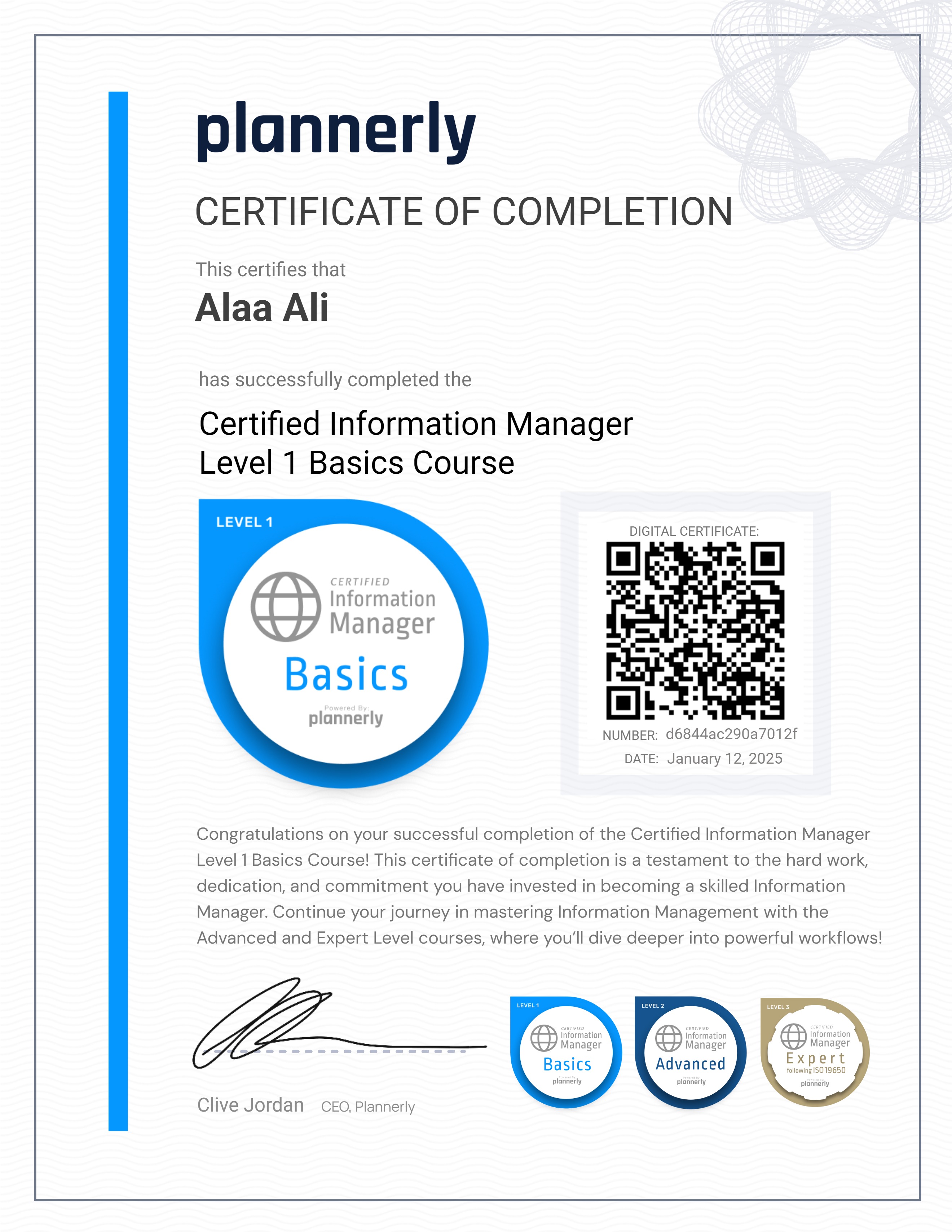 Level 1 Information Manager - Basics