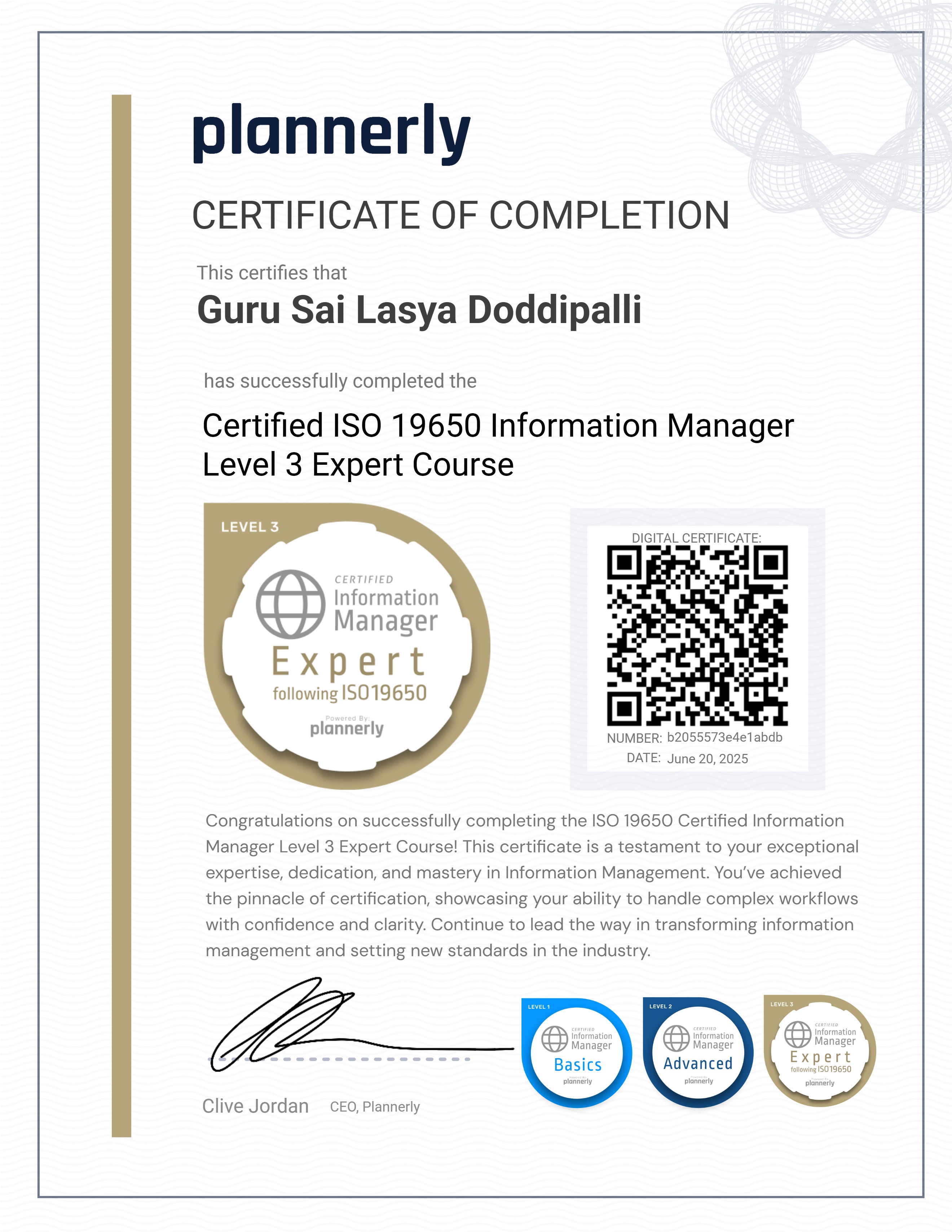 Level 3 Information Manager - ISO 19650 Expert