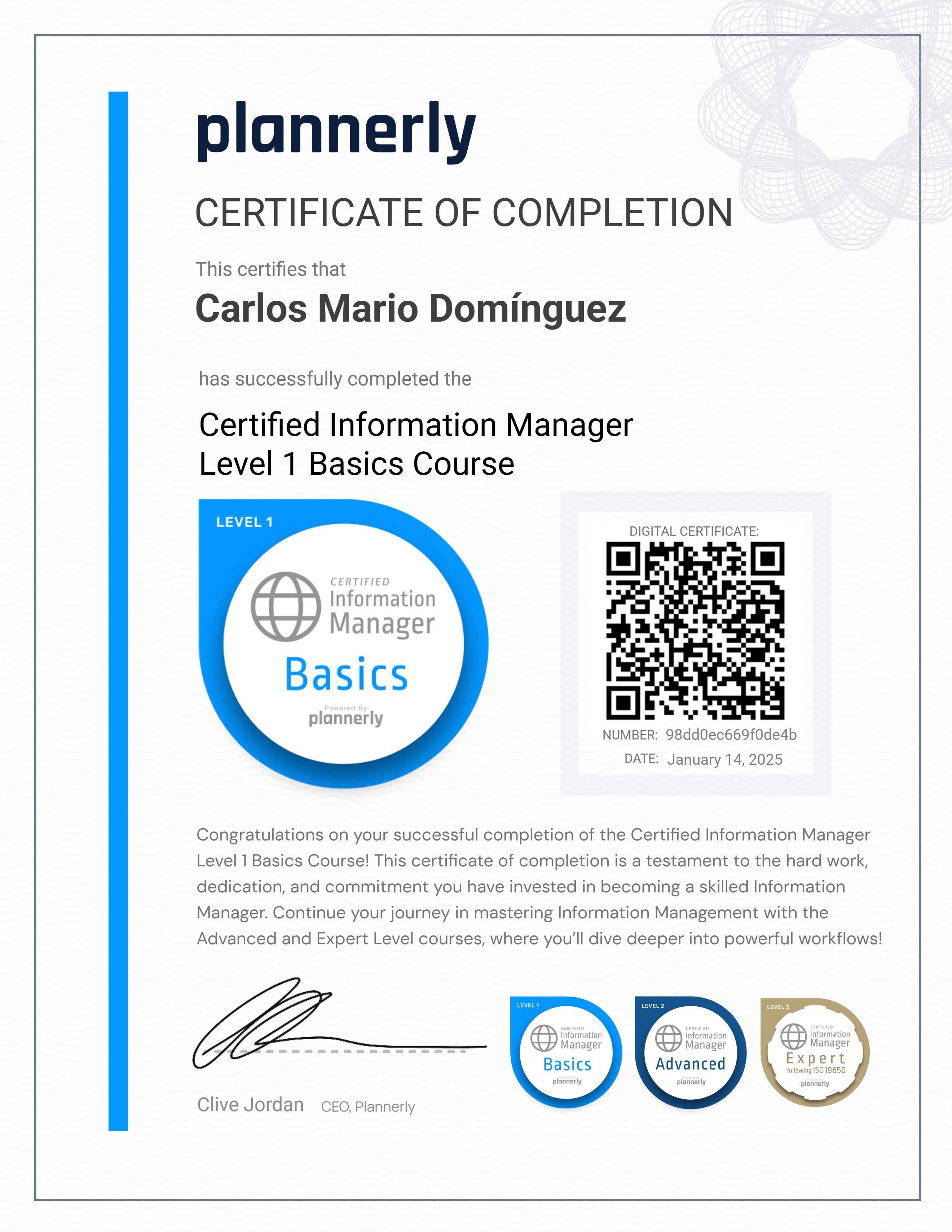 Level 1 Information Manager - Basics