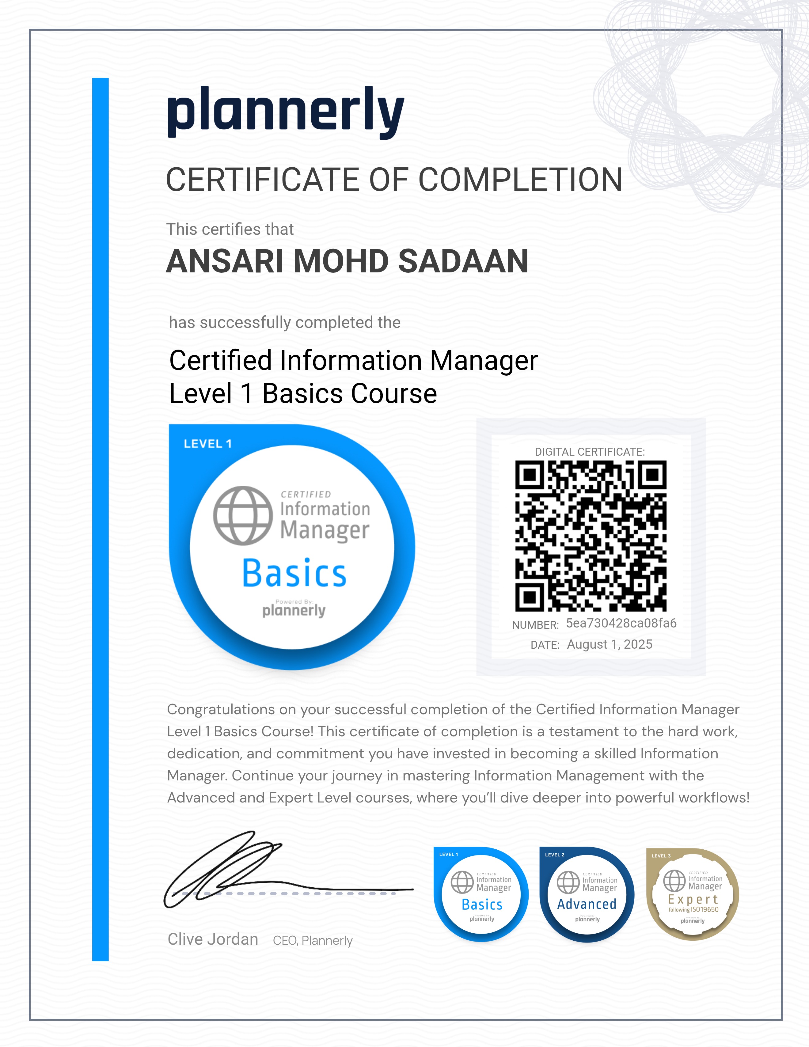 Level 1 Information Manager - Basics