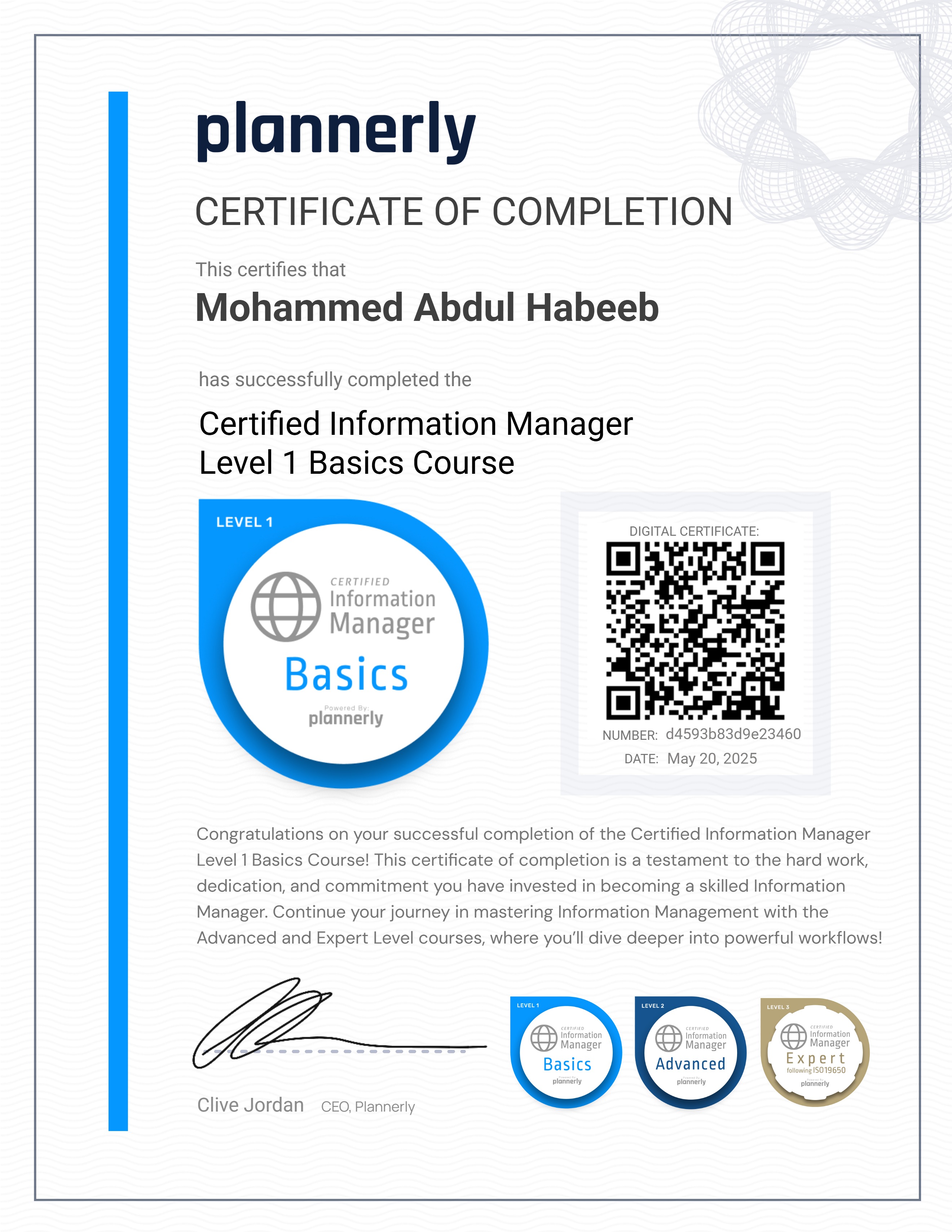 Level 1 Information Manager - Basics