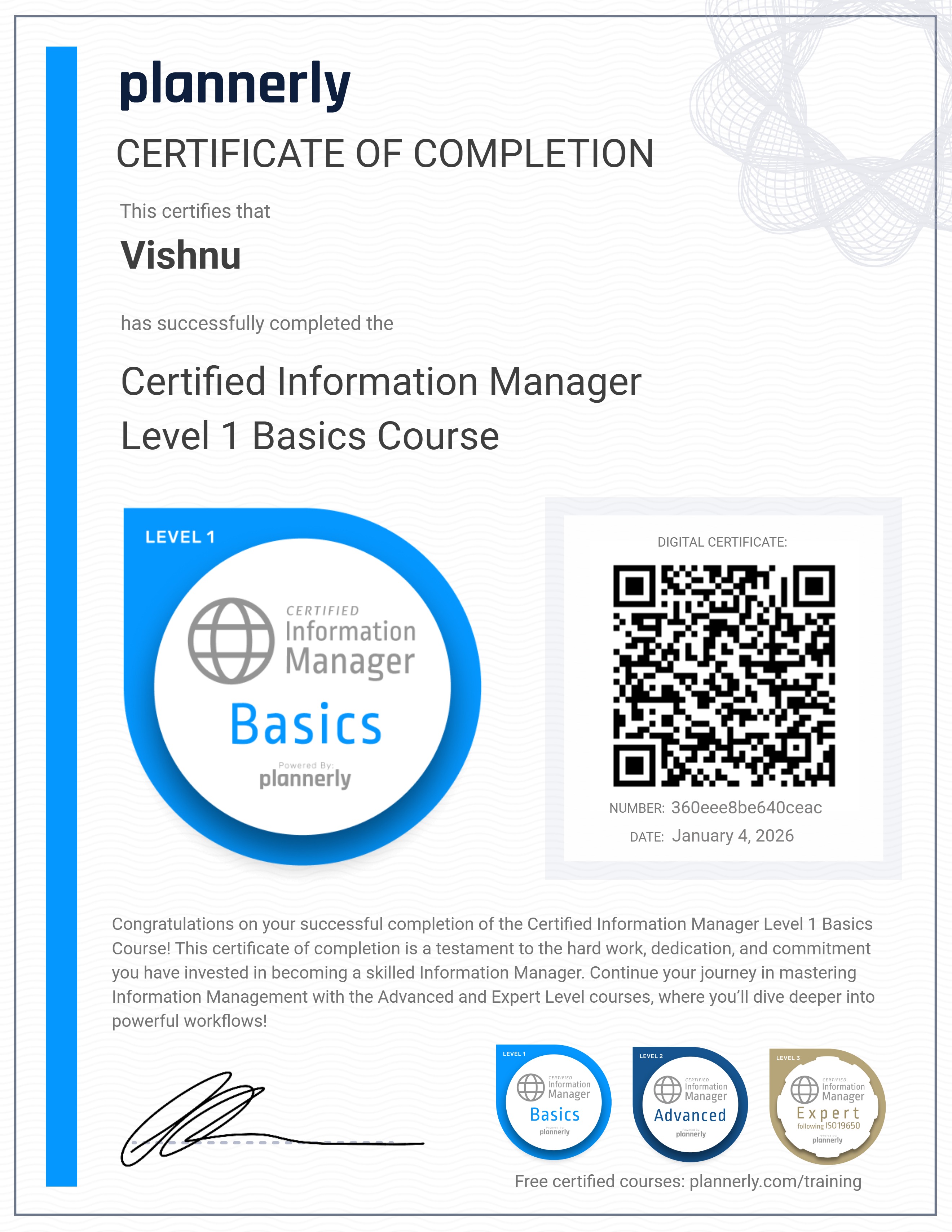 Level 1 Information Manager - Basics