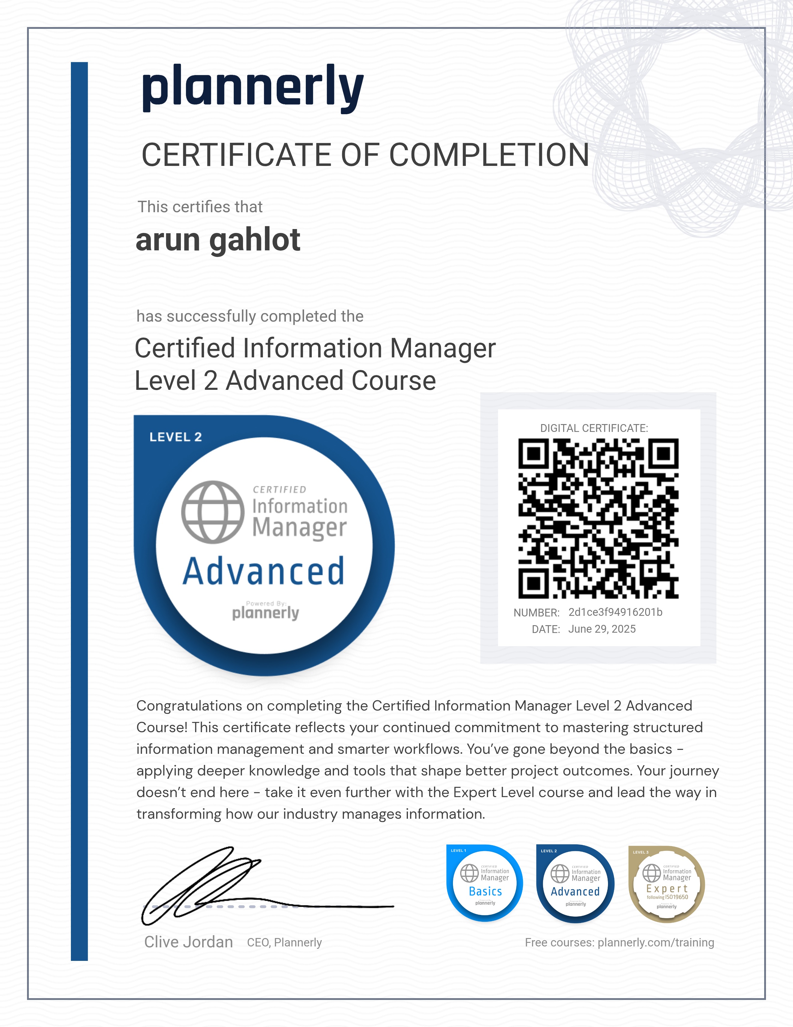 Level 2 Information Manager - Advanced