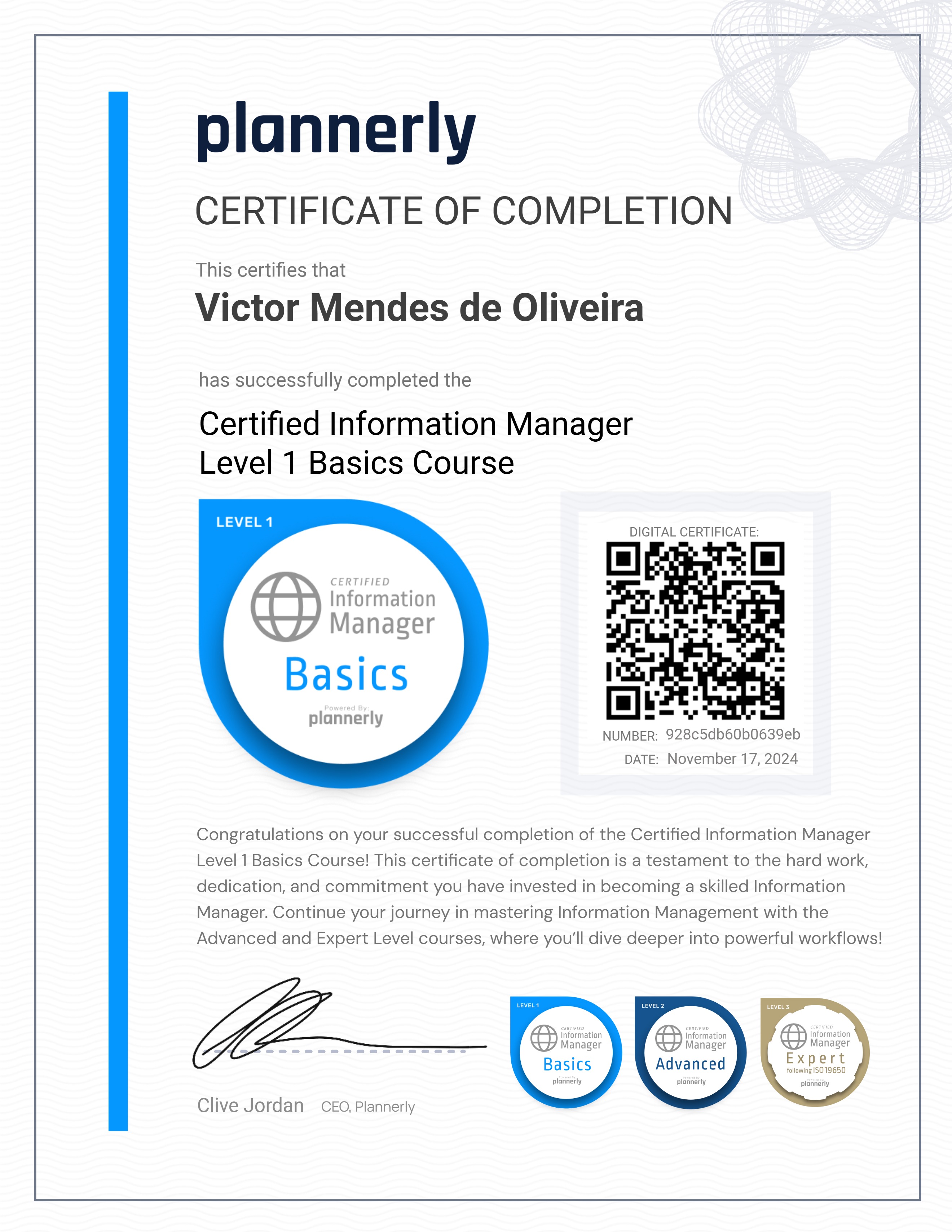 Level 1 Information Manager - Basics