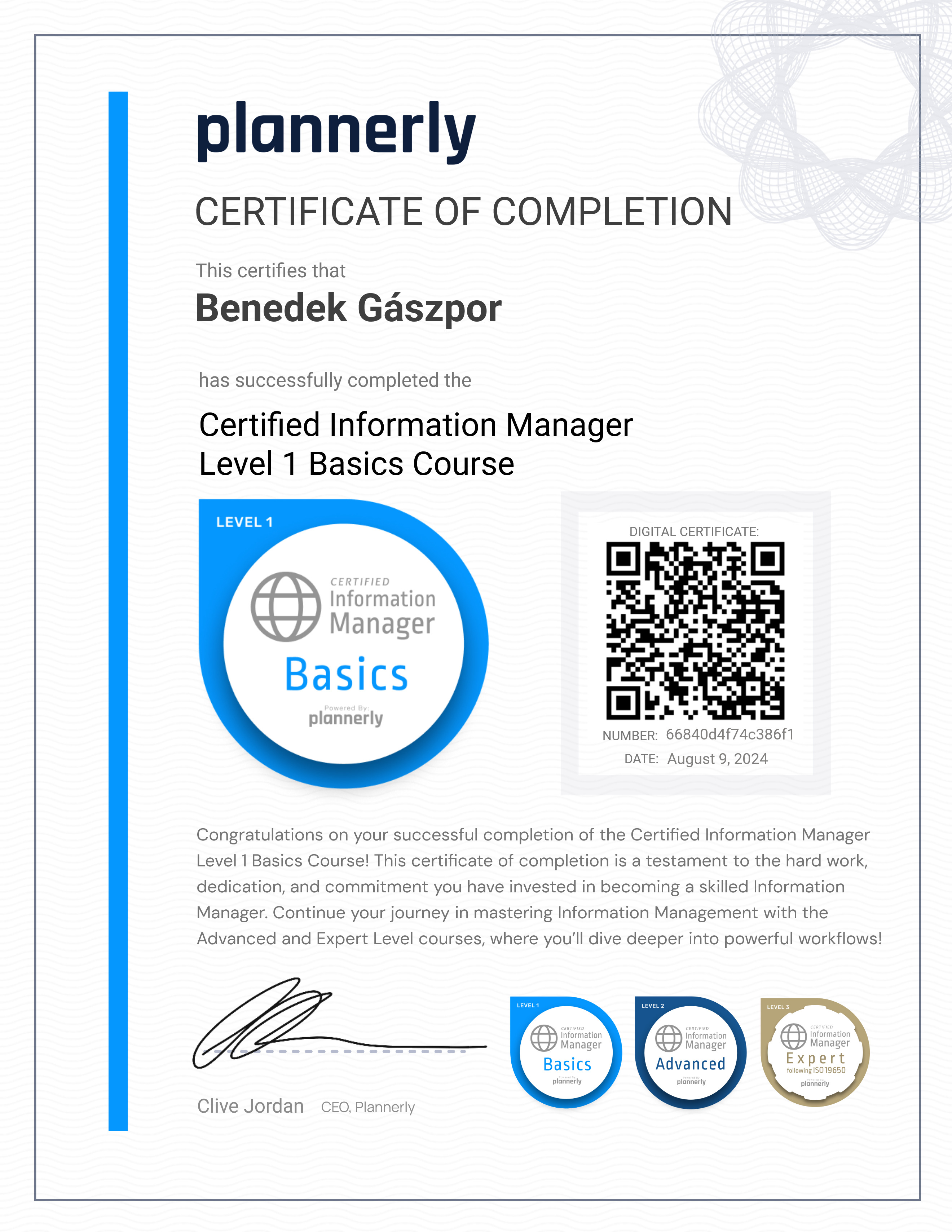 Level 1 Information Manager - Basics