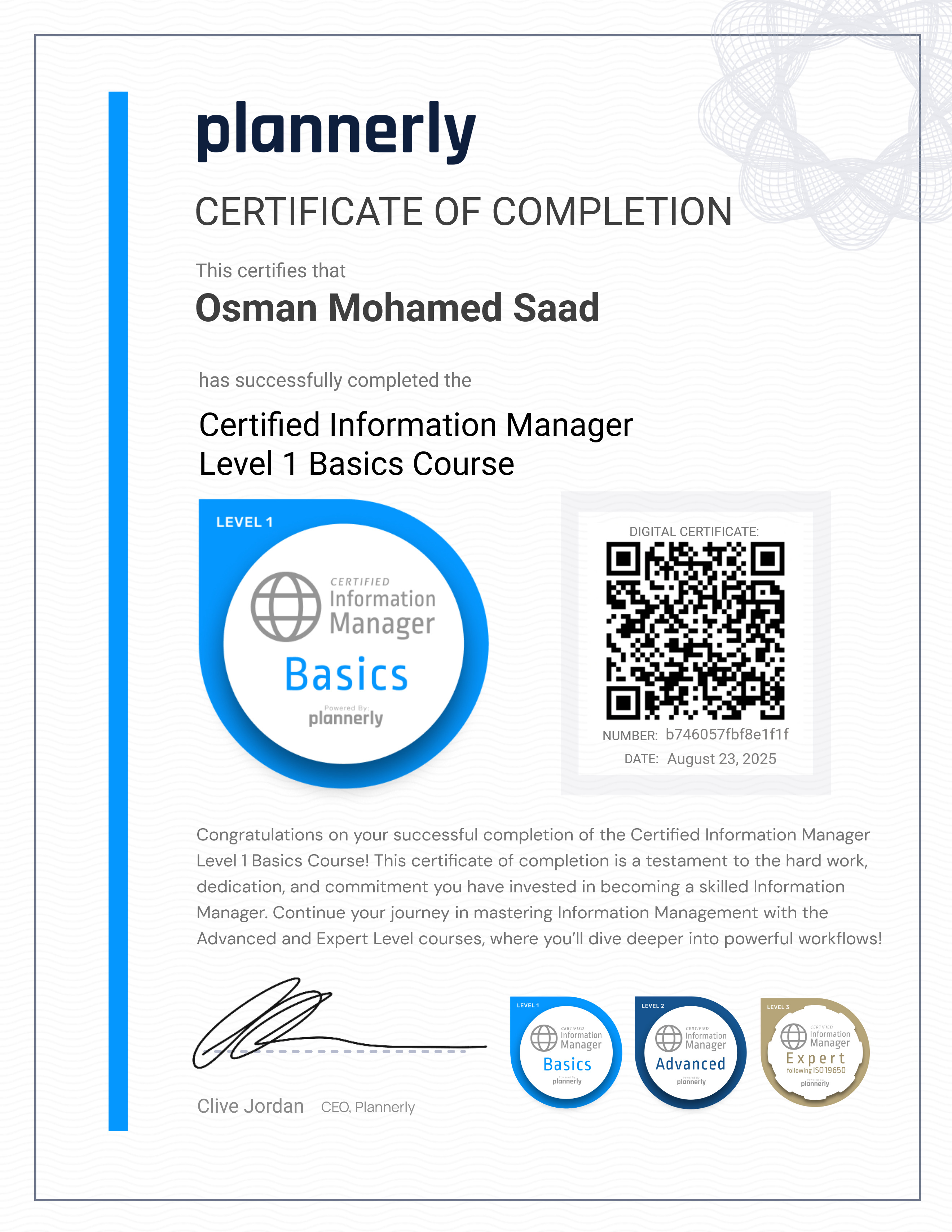 Level 1 Information Manager - Basics