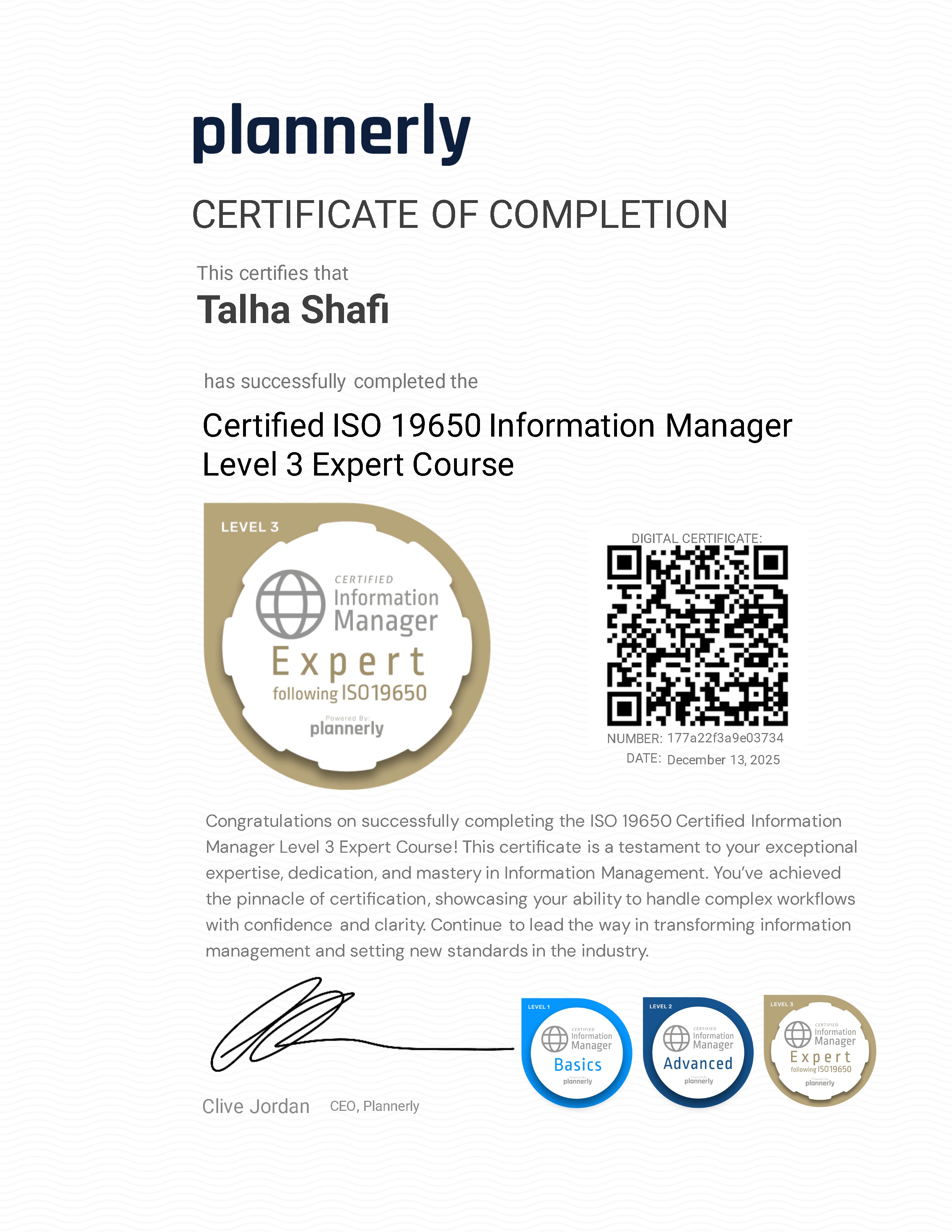 Level 3 Information Manager - ISO 19650 Expert