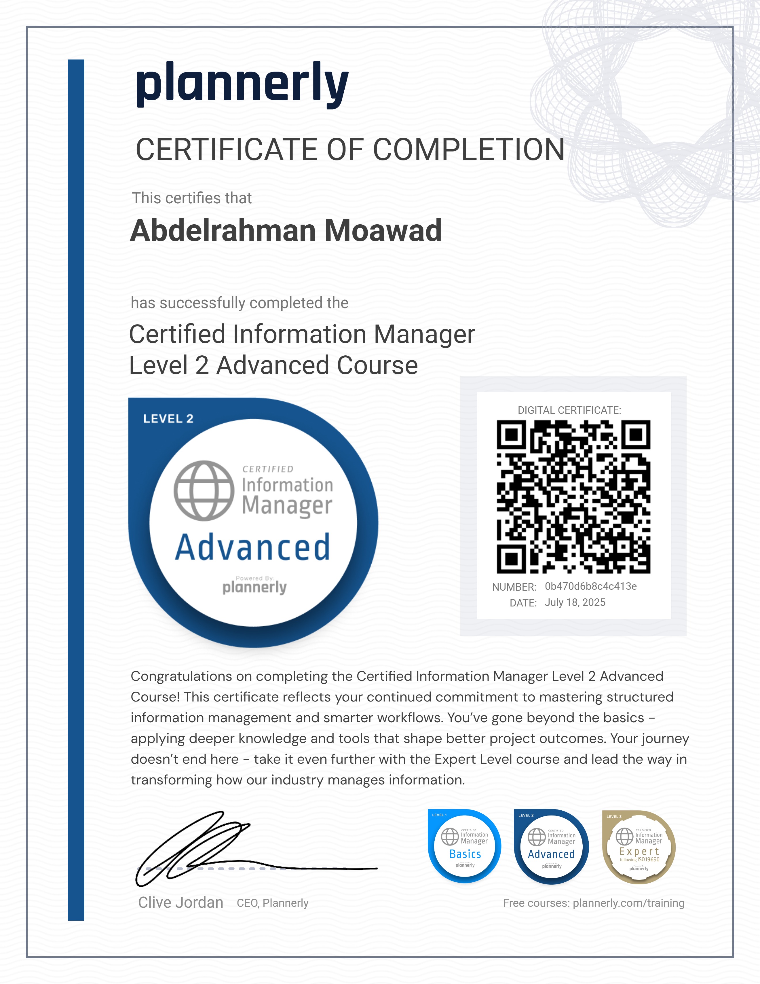 Level 2 Information Manager - Advanced