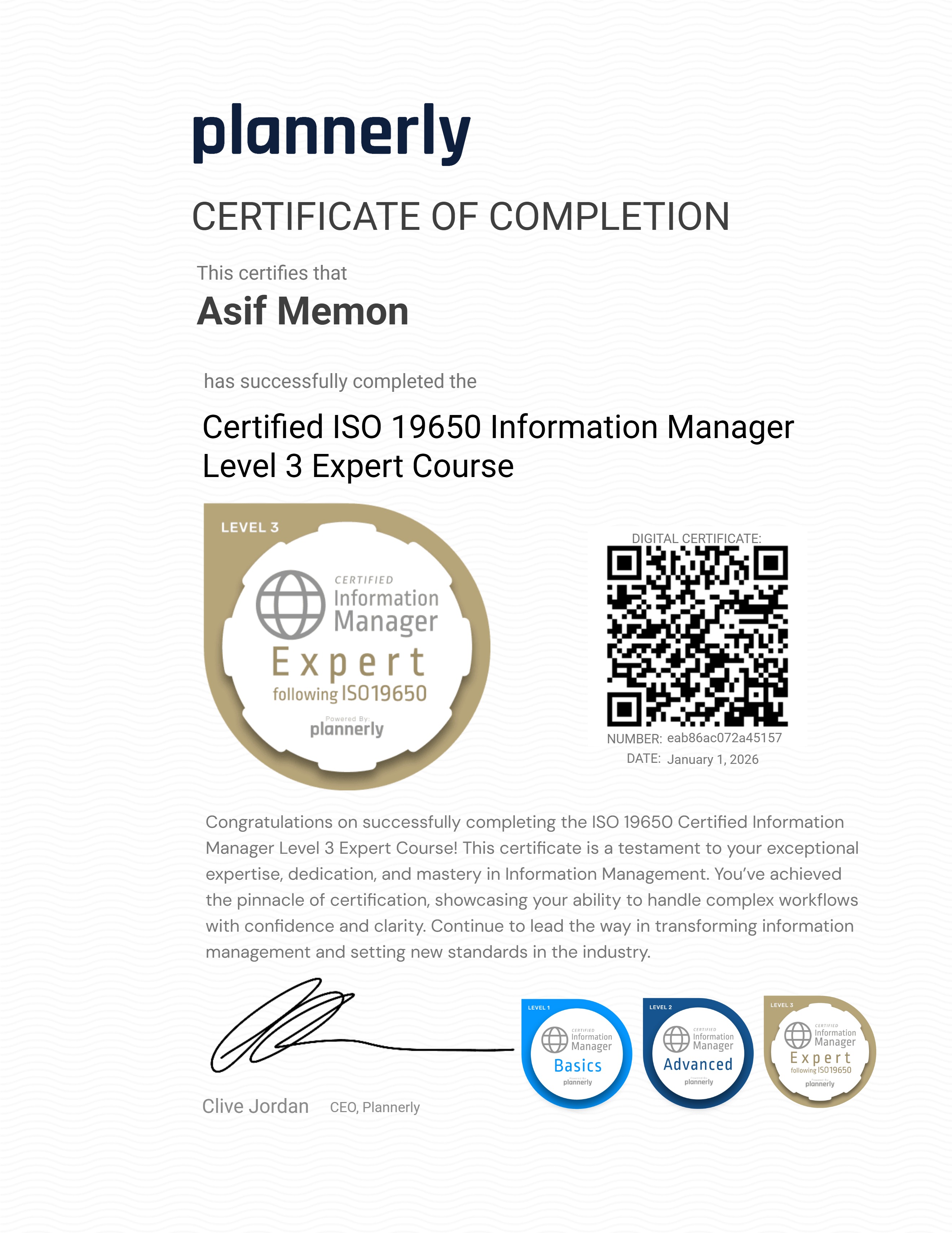 Level 3 Information Manager - ISO 19650 Expert