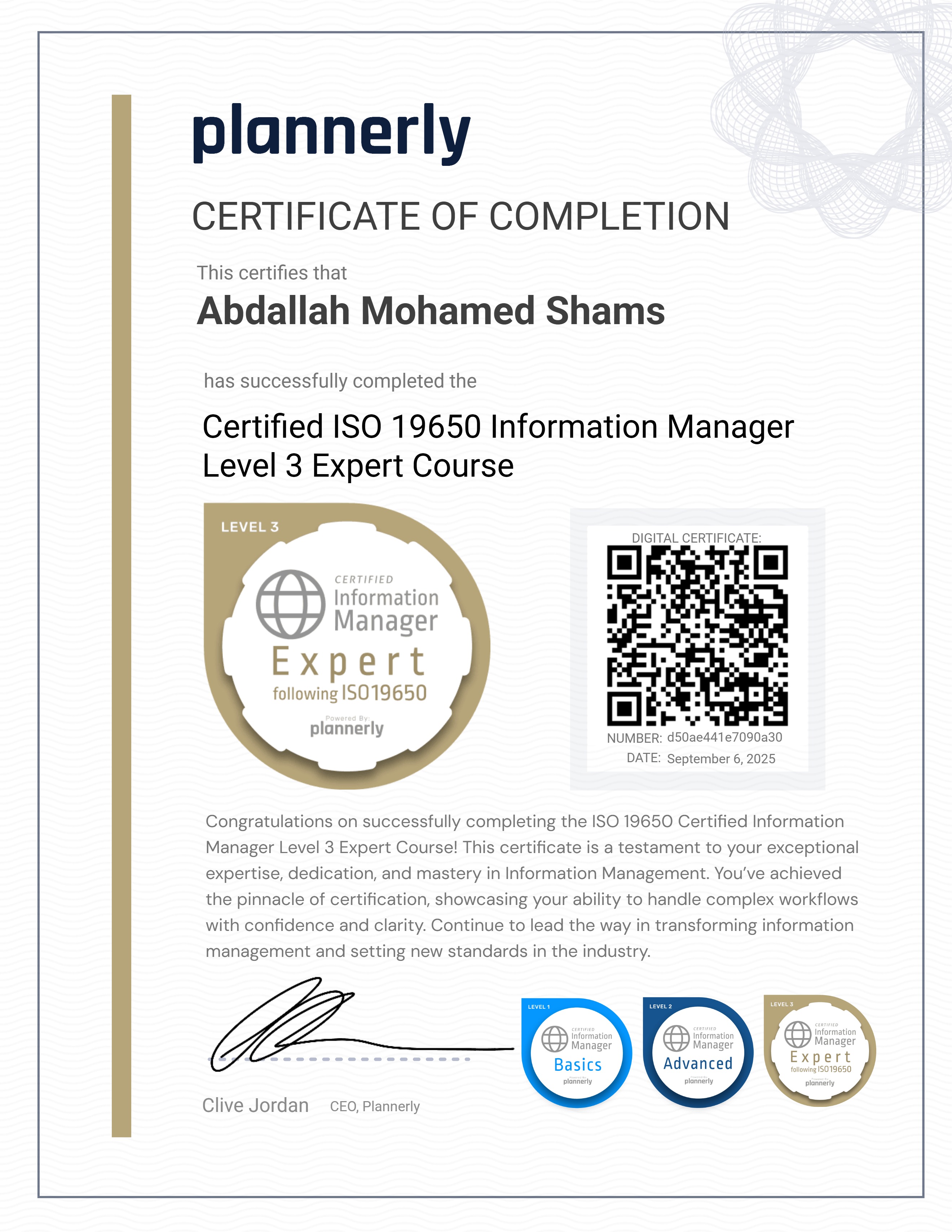 Level 3 Information Manager - ISO 19650 Expert