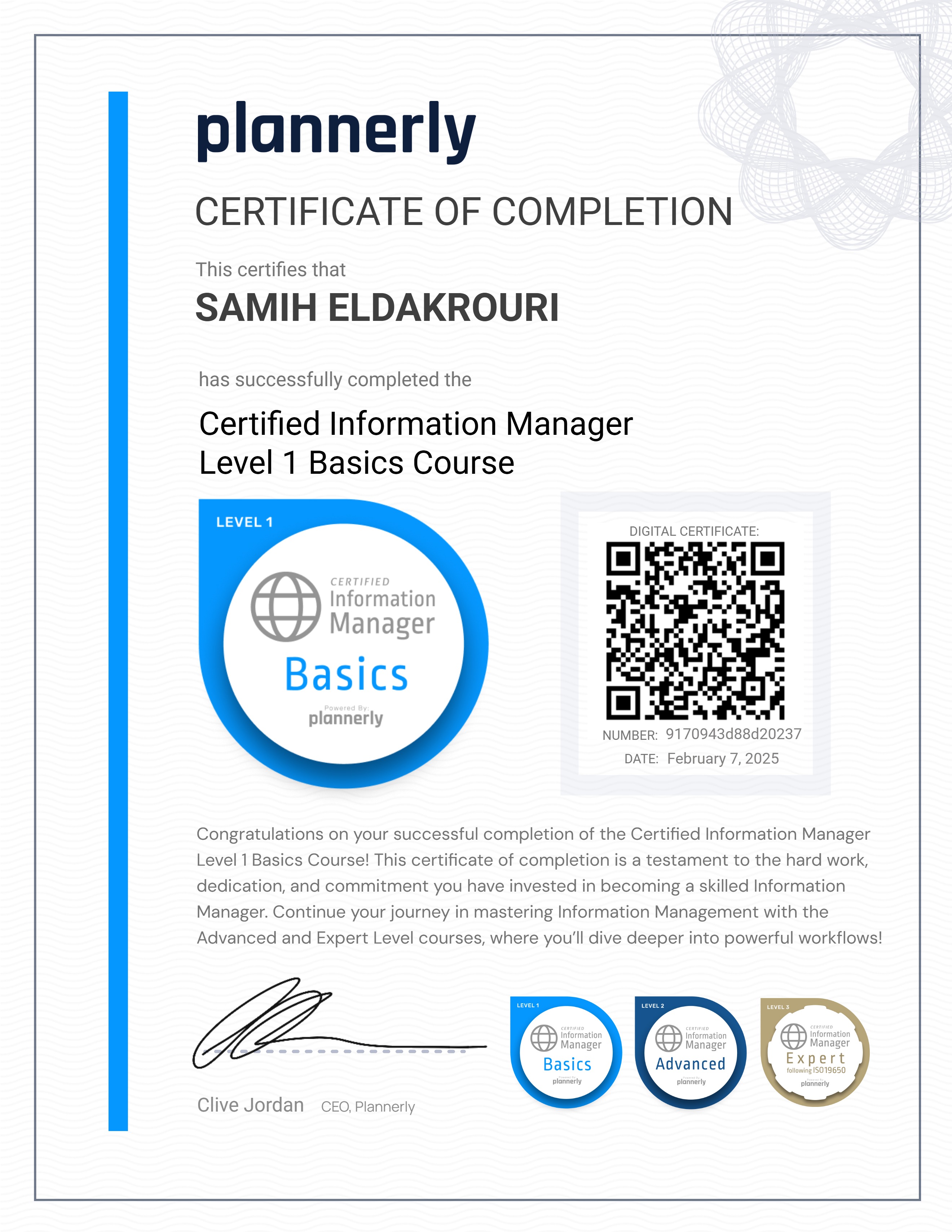 Level 1 Information Manager - Basics