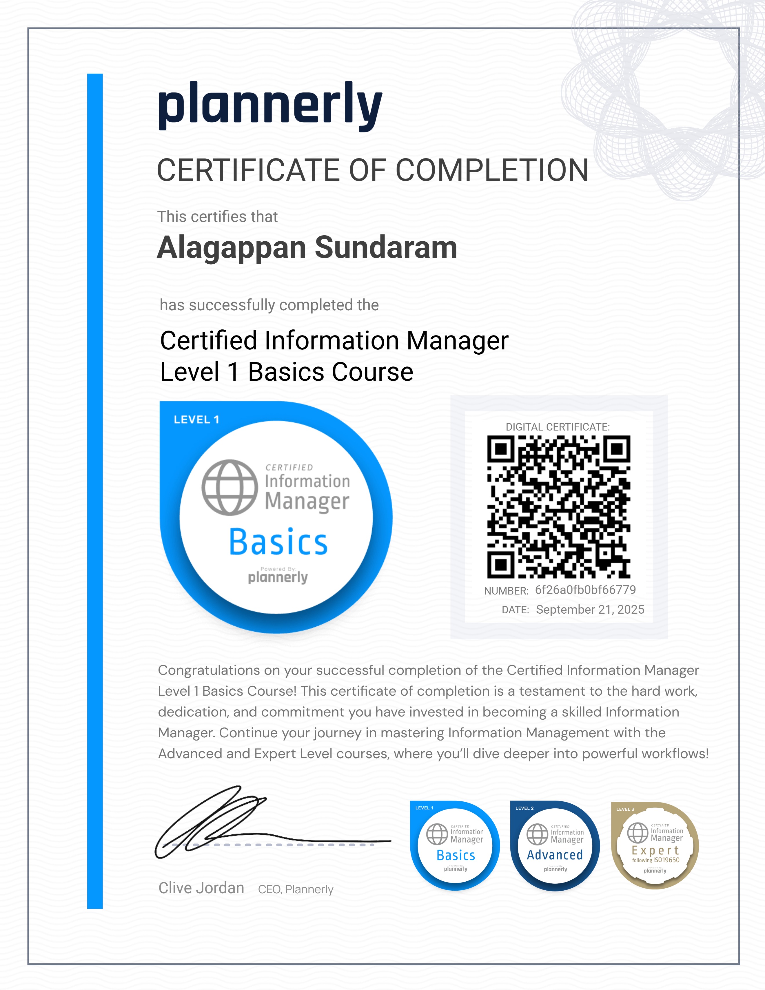 Level 1 Information Manager - Basics