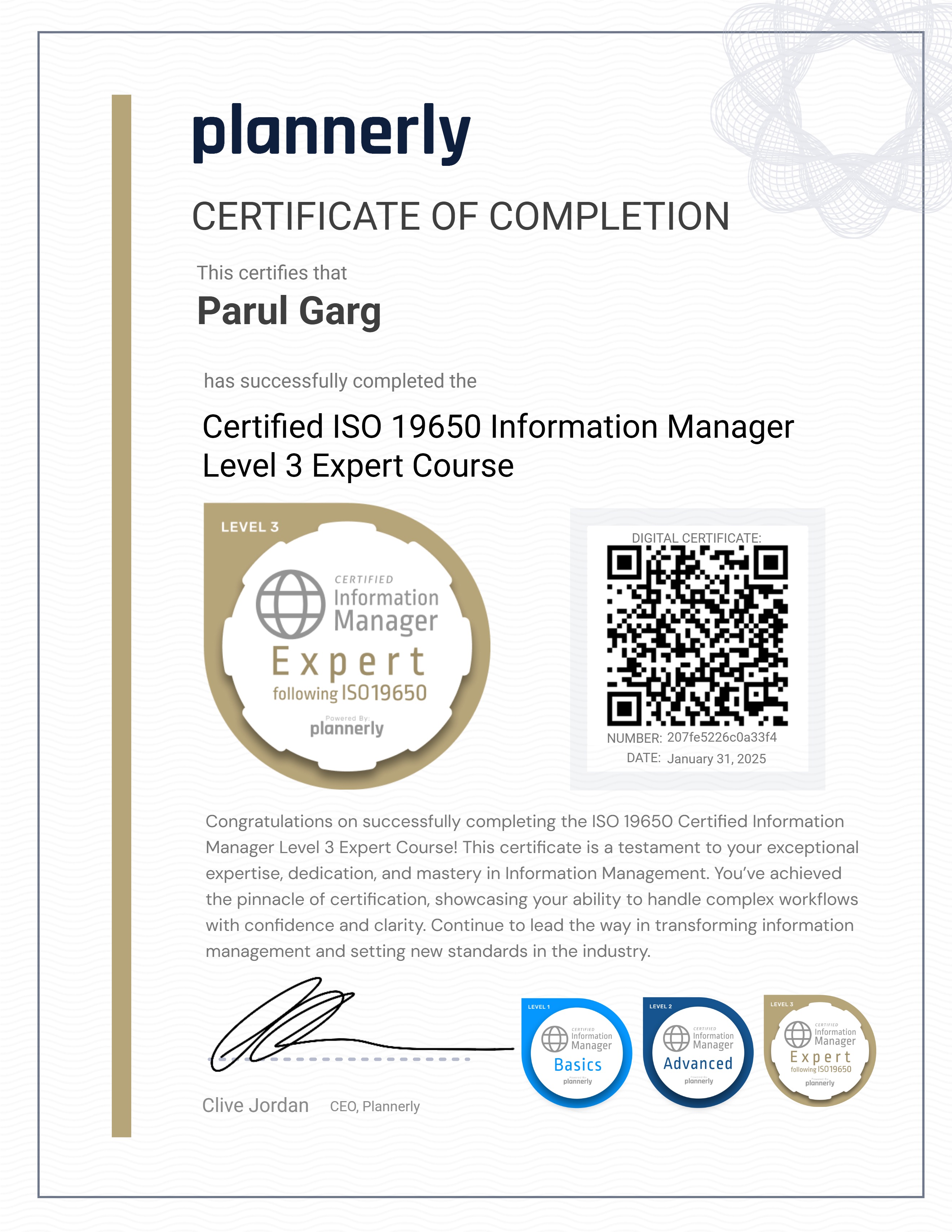 Level 3 Information Manager - ISO 19650 Expert