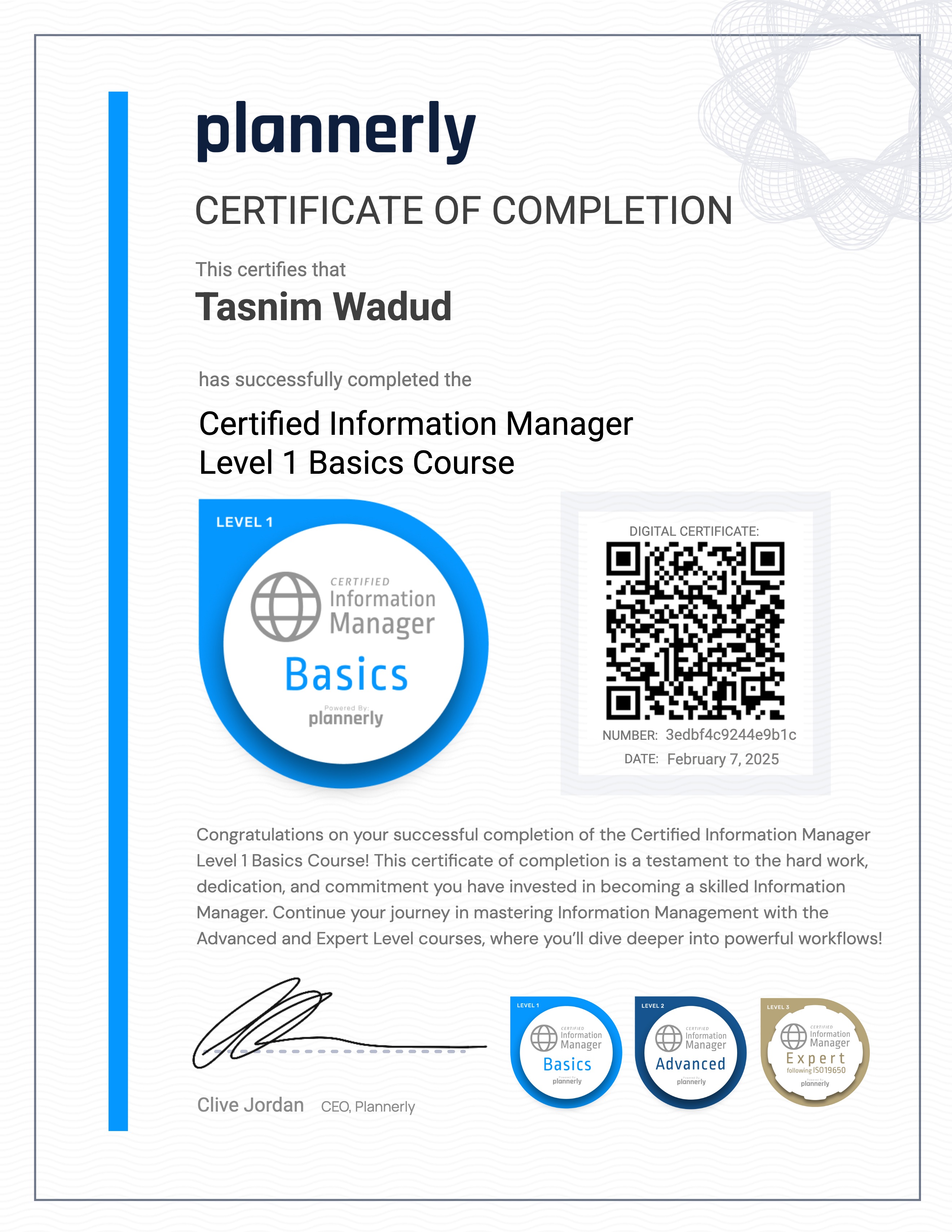 Level 1 Information Manager - Basics